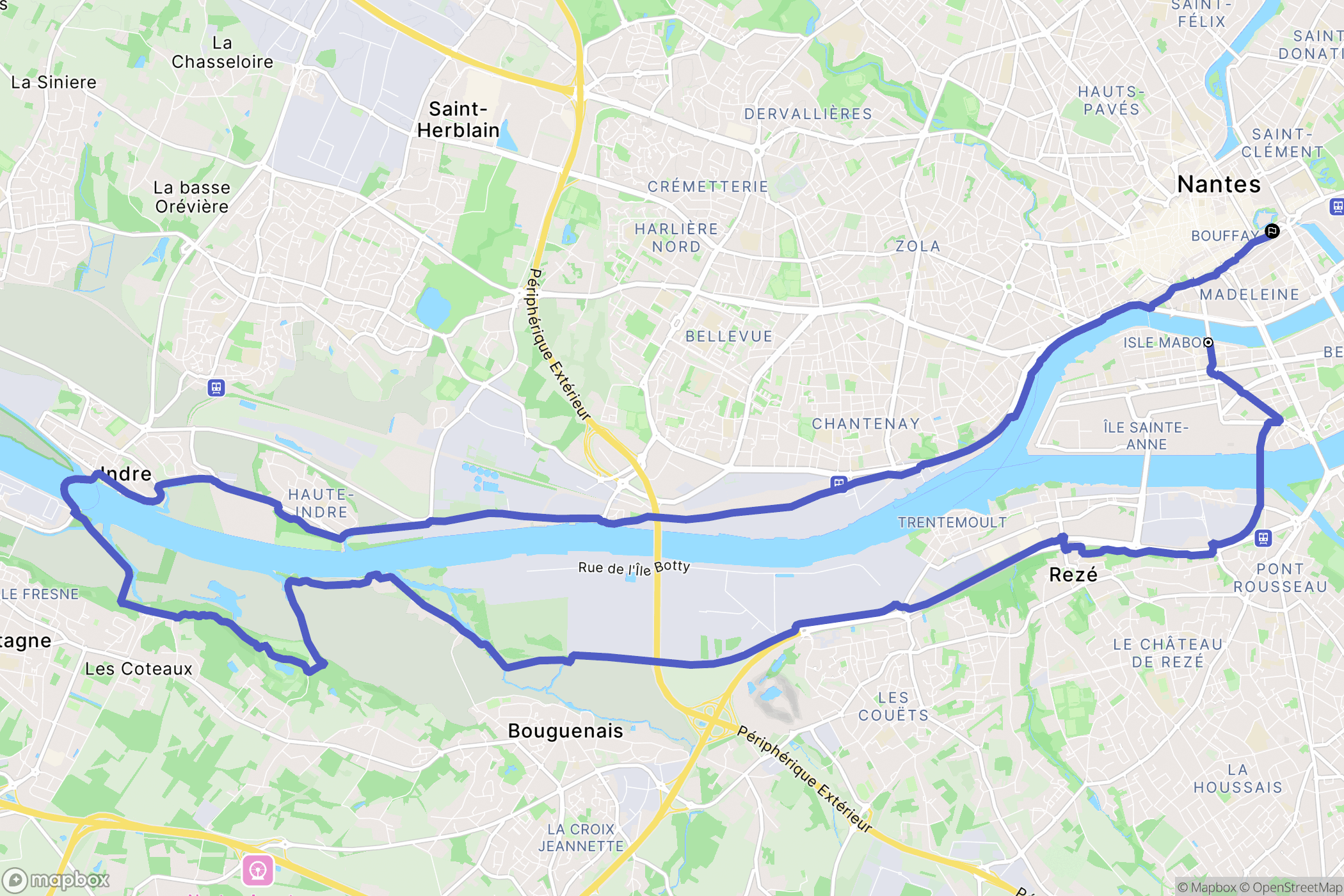 Nantes : carte du parcours de randonnée - France