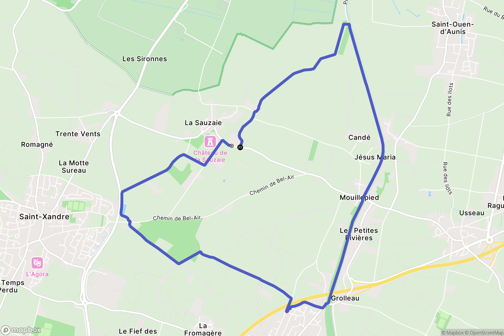 Saint-Xandre : carte du parcours de randonnée - France