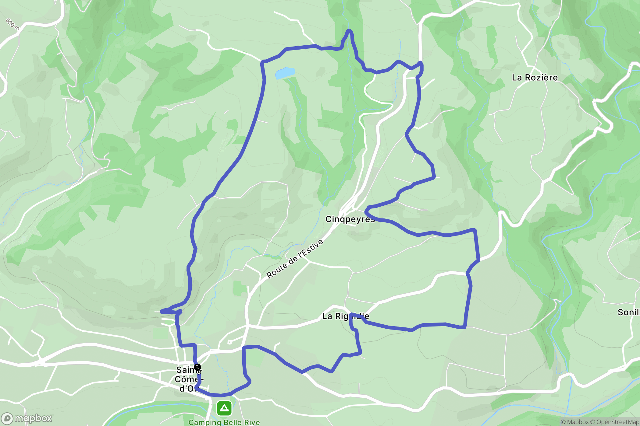 Saint-Côme-d'Olt : carte du parcours de randonnée - France