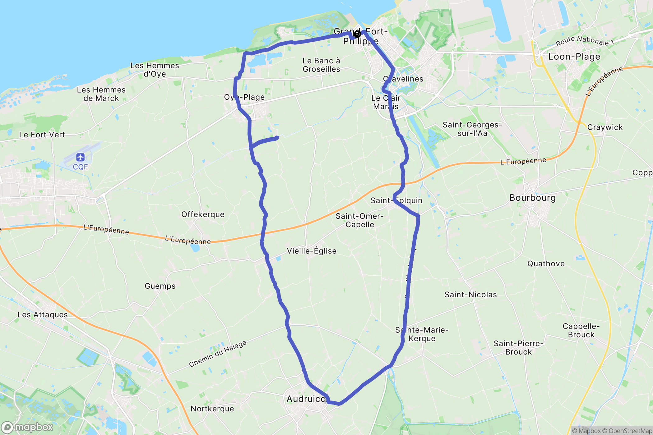 Grand-Fort-Philippe : carte du parcours de randonnée - France