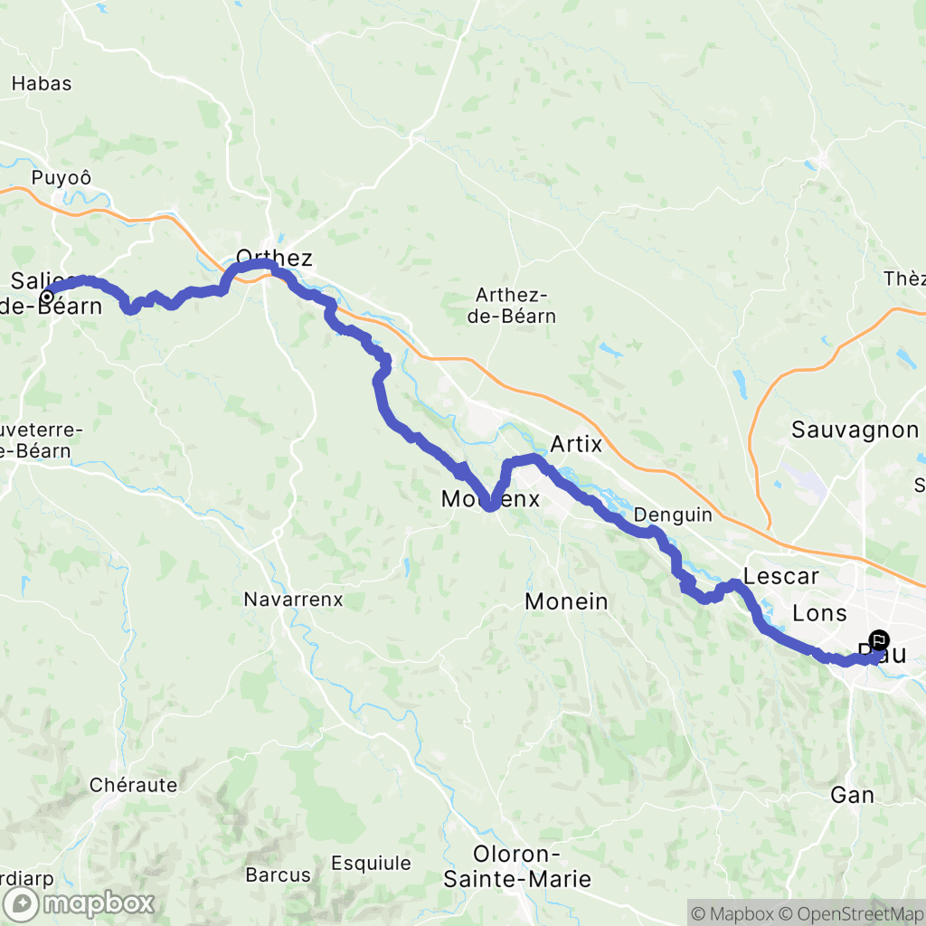 Salies-de-Béarn : carte du parcours de randonnée - France