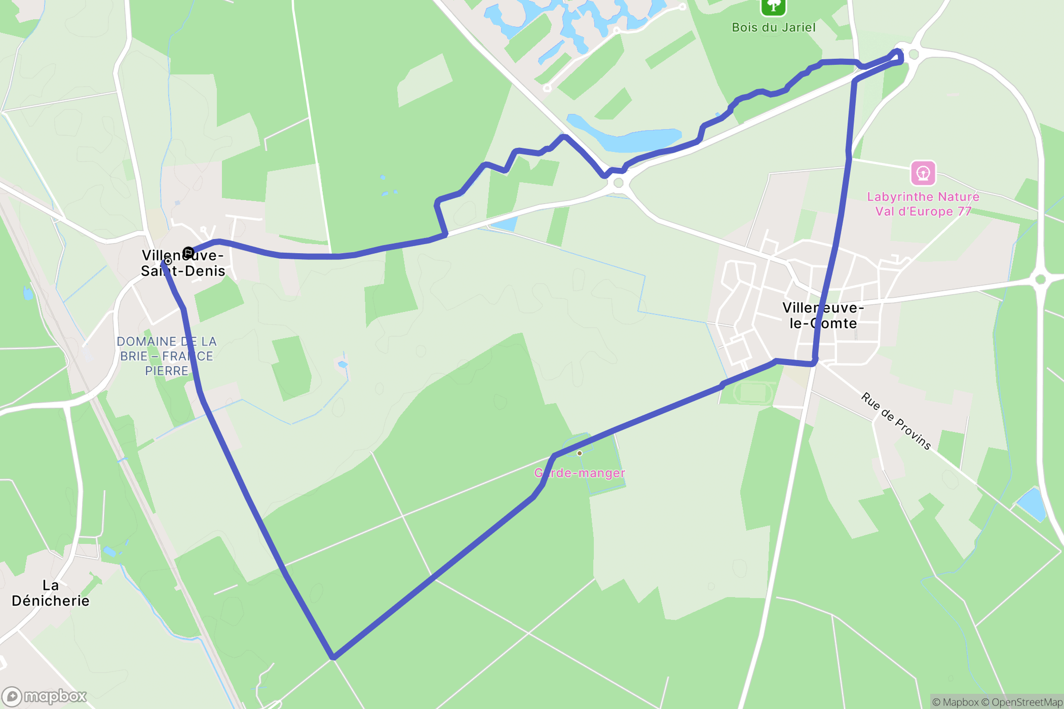 Villeneuve-Saint-Denis : carte du parcours de randonnée - France
