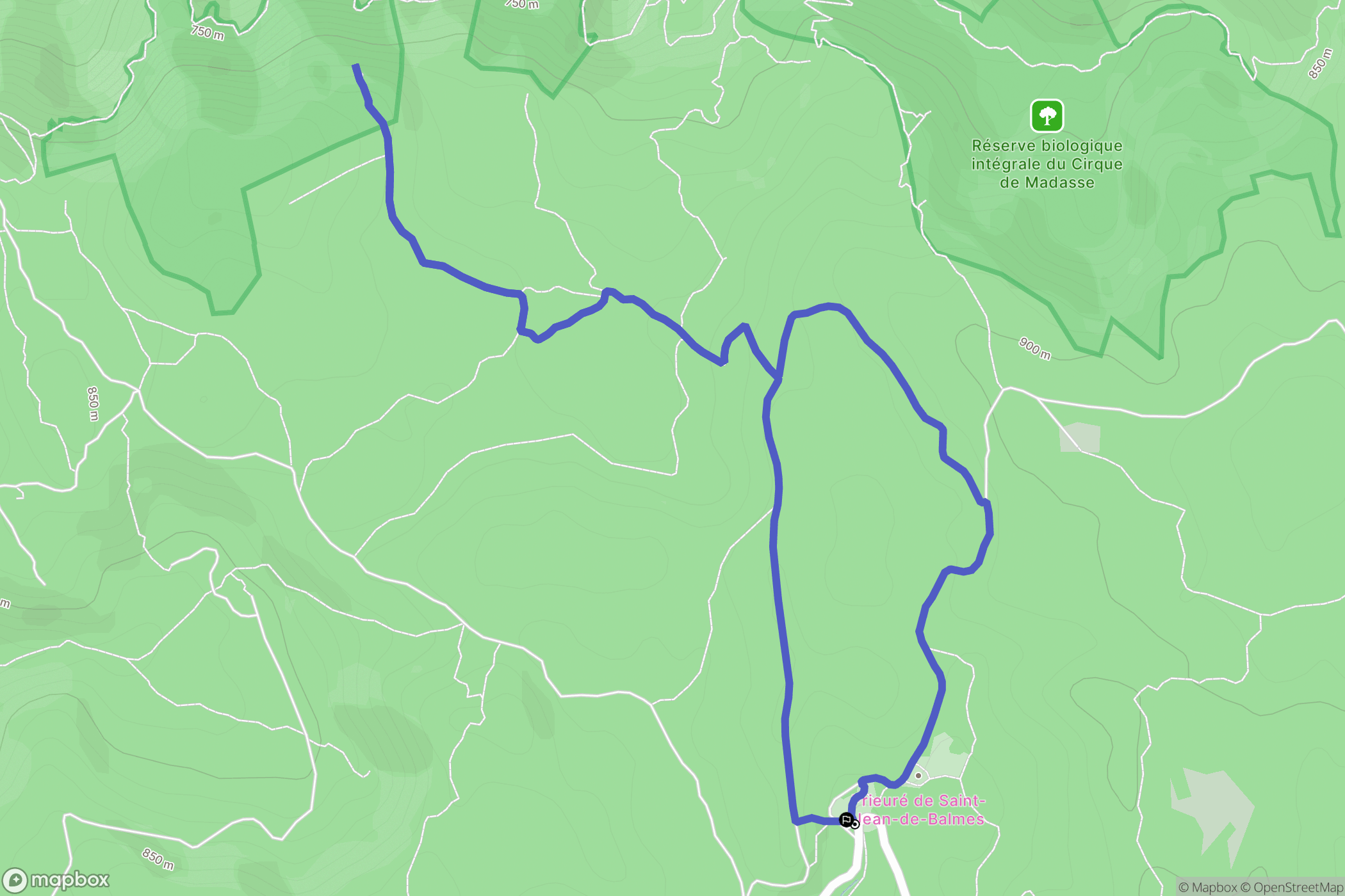 Veyreau : carte du parcours de randonnée - France