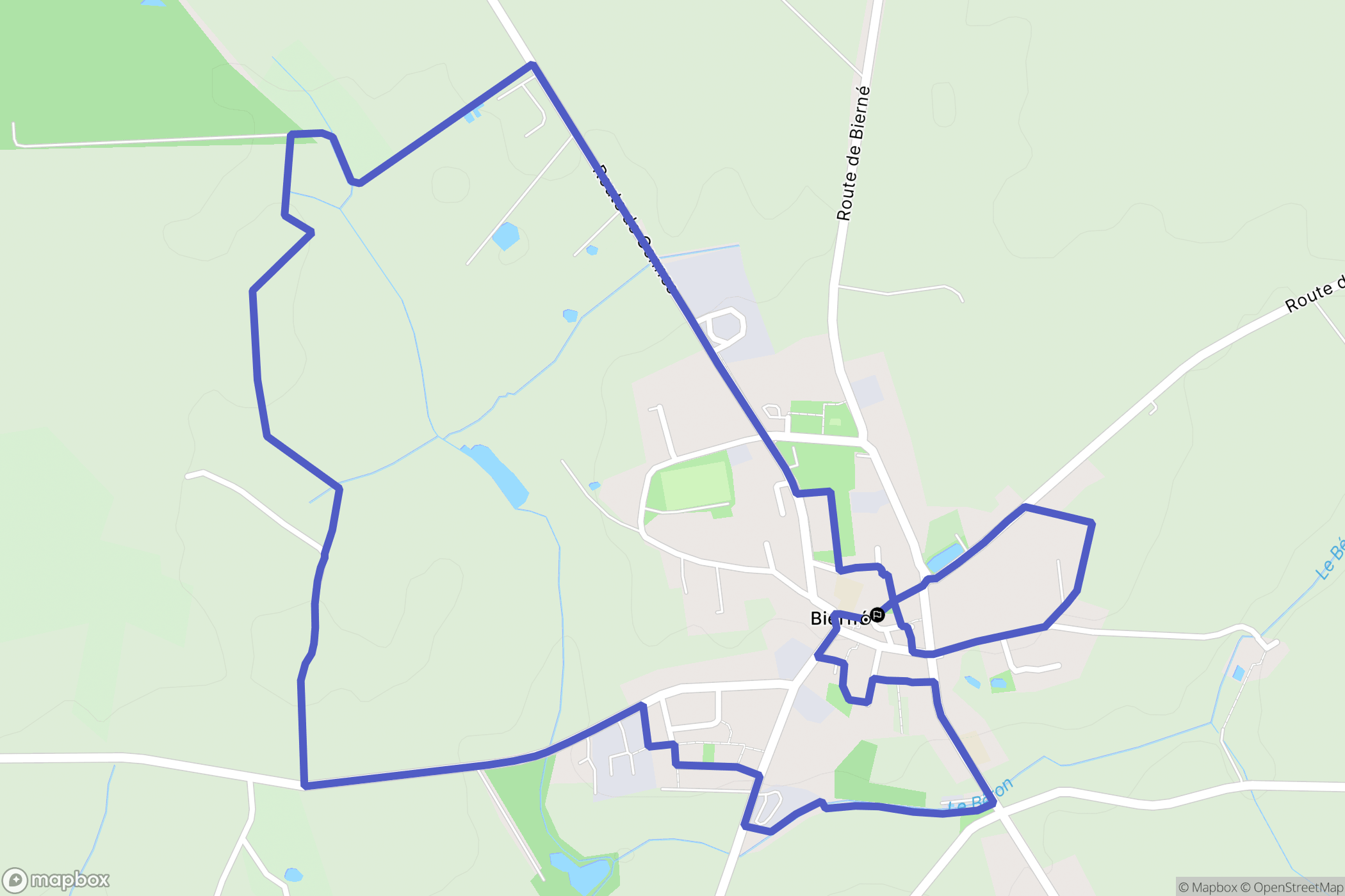 Bierné-les-Villages : carte du parcours de randonnée - France