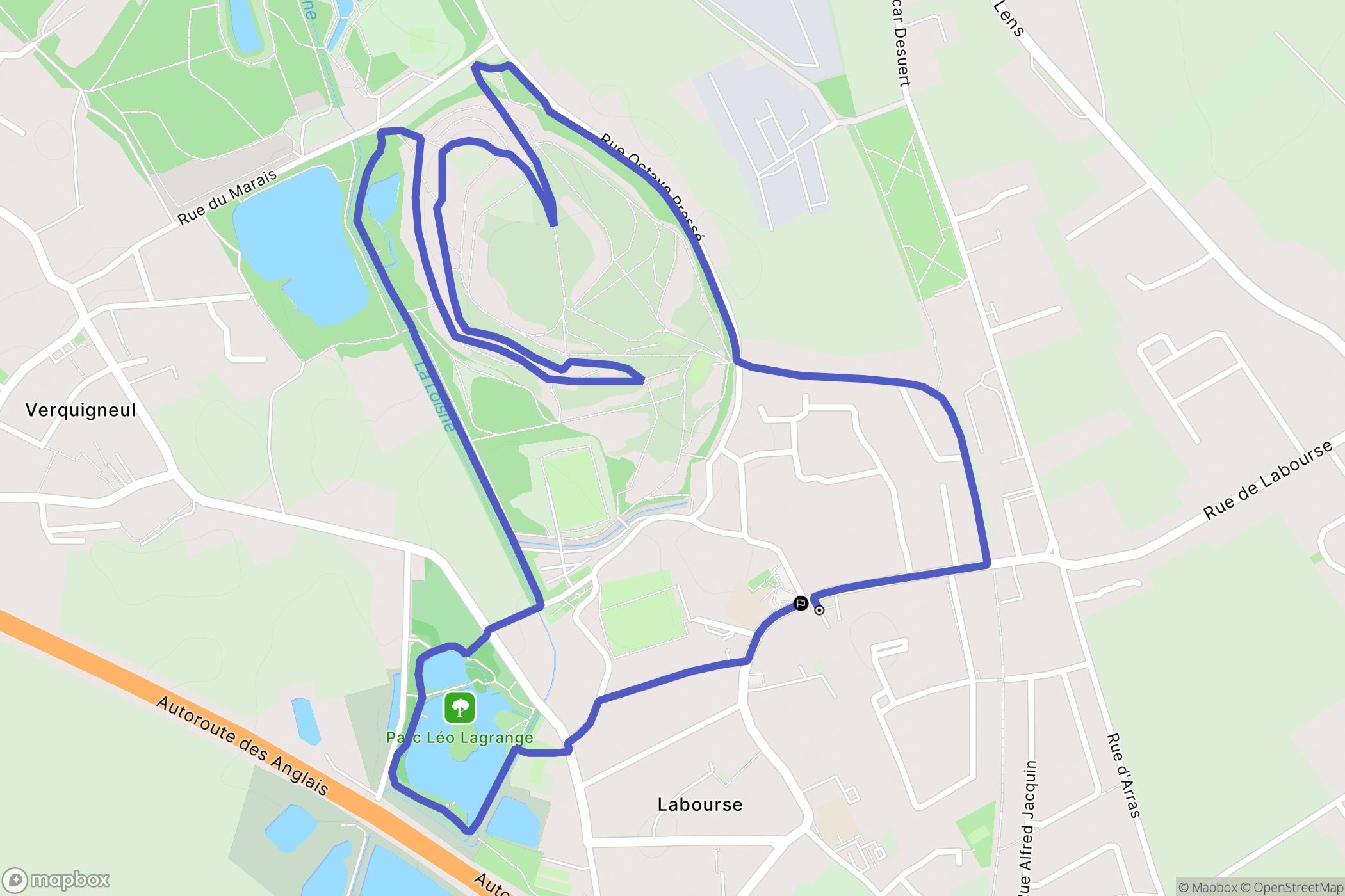 Labourse : carte du parcours de randonnée - France