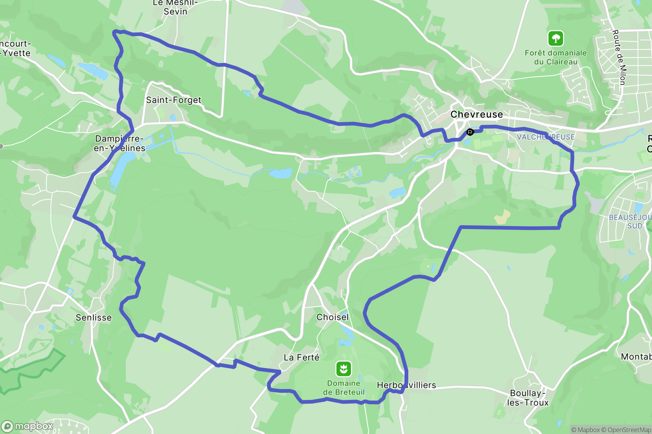 Chevreuse : carte du parcours de randonnée - France