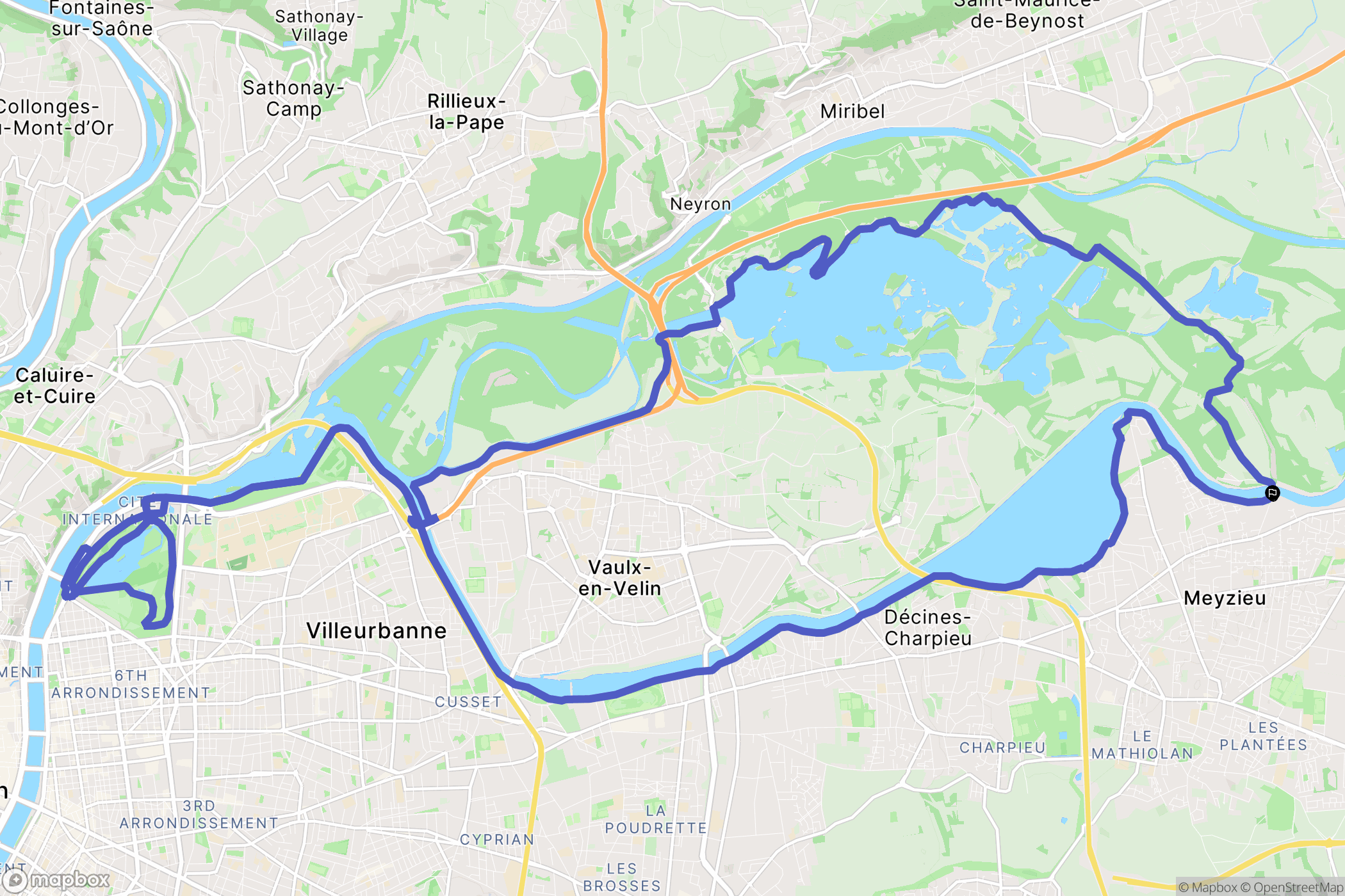 Meyzieu : carte du parcours de randonnée - France