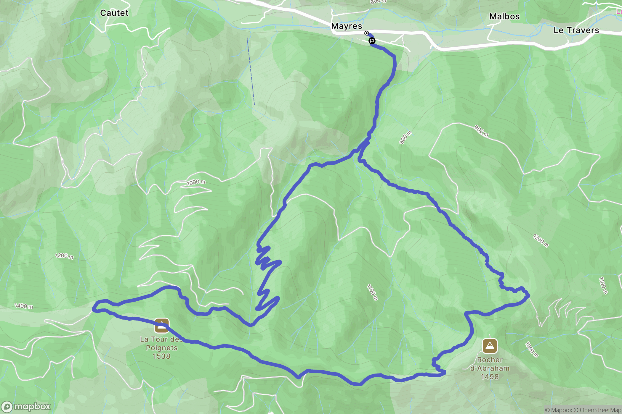 Mayres : carte du parcours de randonnée - France