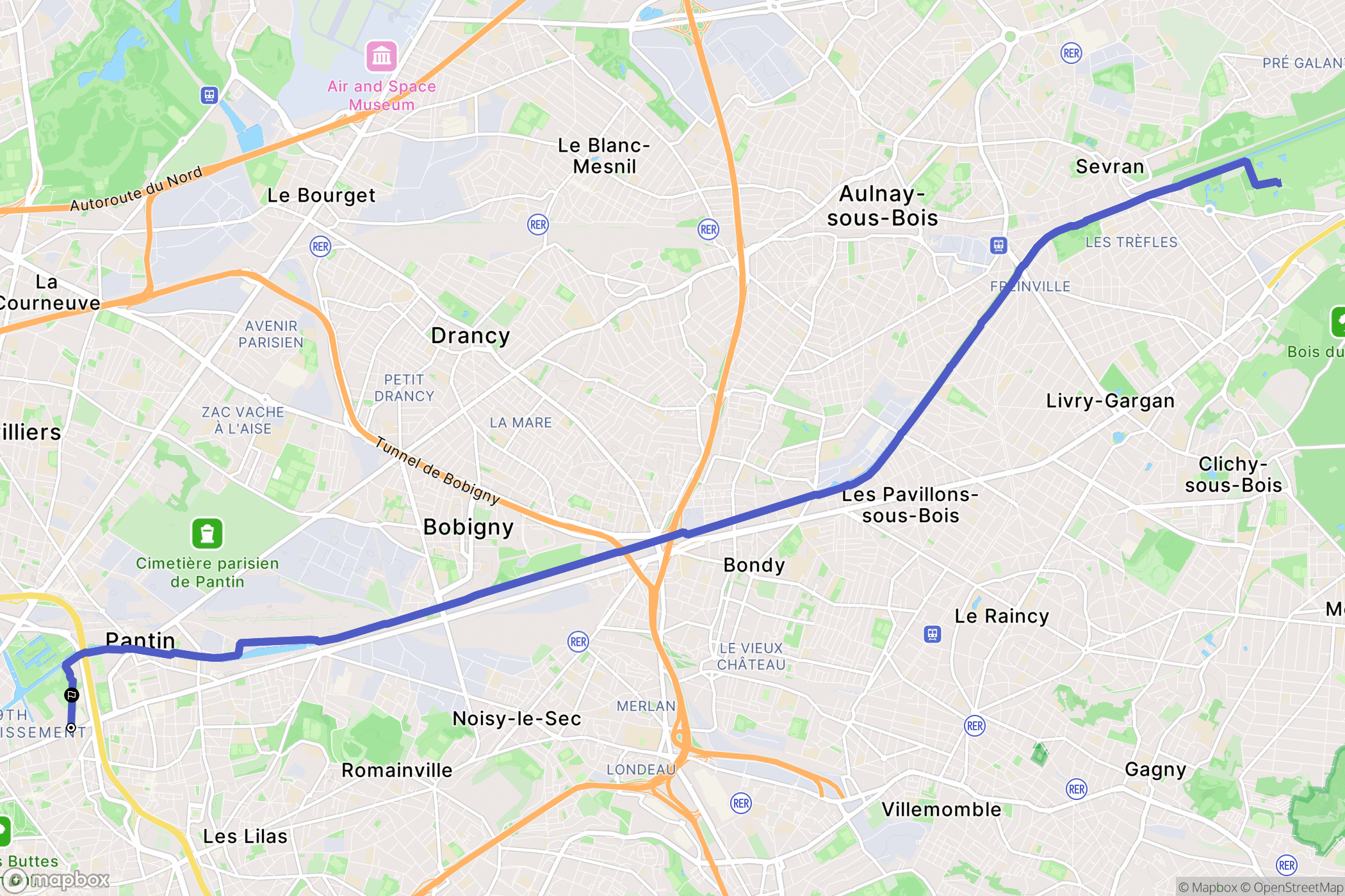 Paris : carte du parcours de randonnée - France