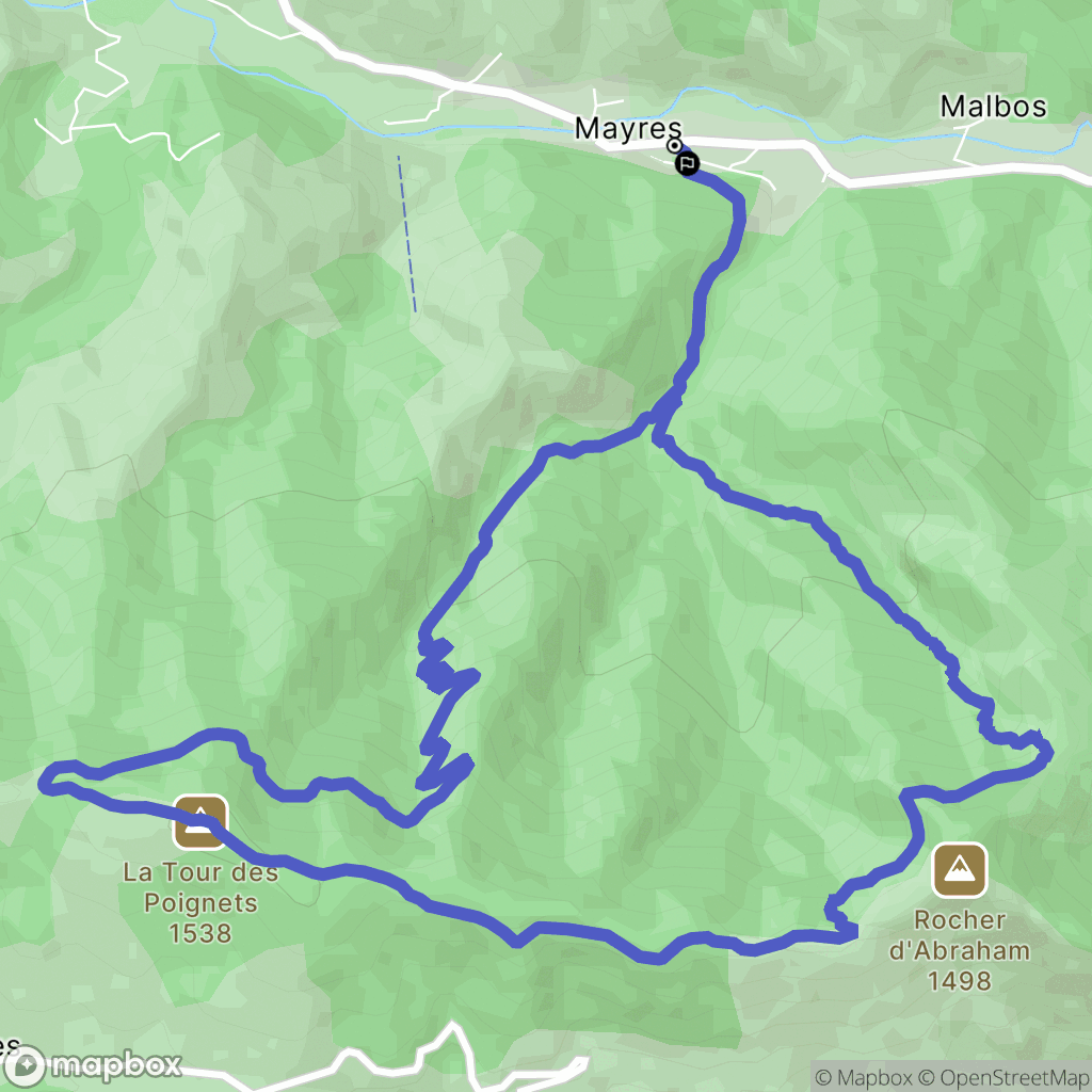 Mayres : carte du parcours de randonnée - France