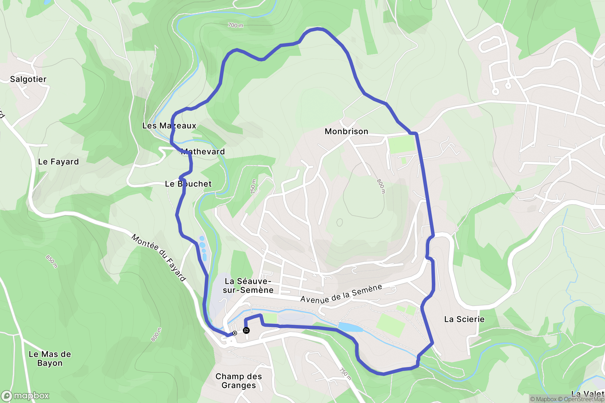 La Séauve-sur-Semène : carte du parcours de randonnée - France