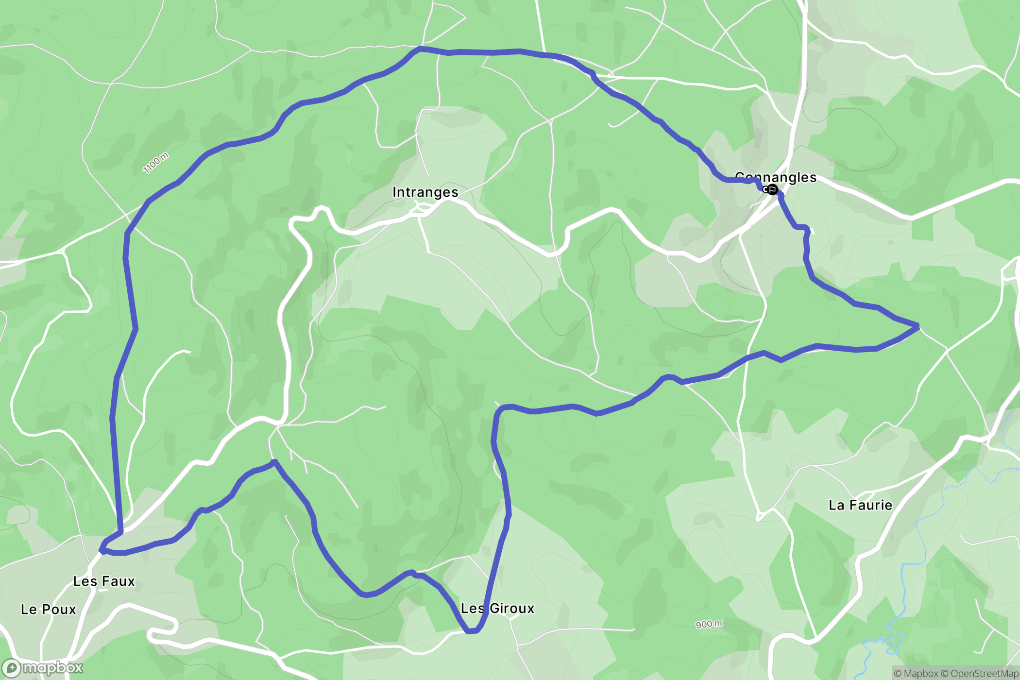 Connangles : carte du parcours de randonnée - France