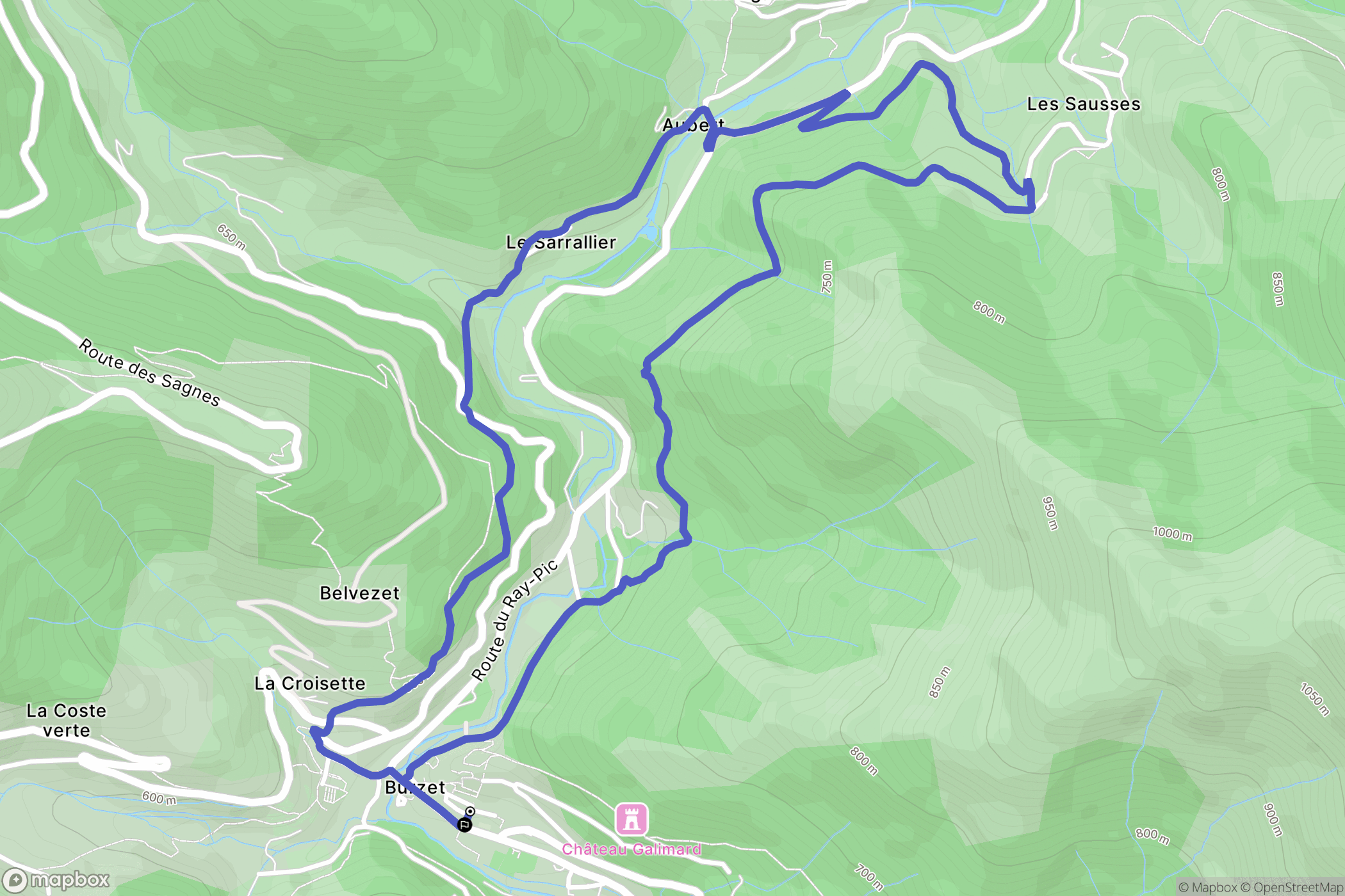 Burzet : carte du parcours de randonnée - France