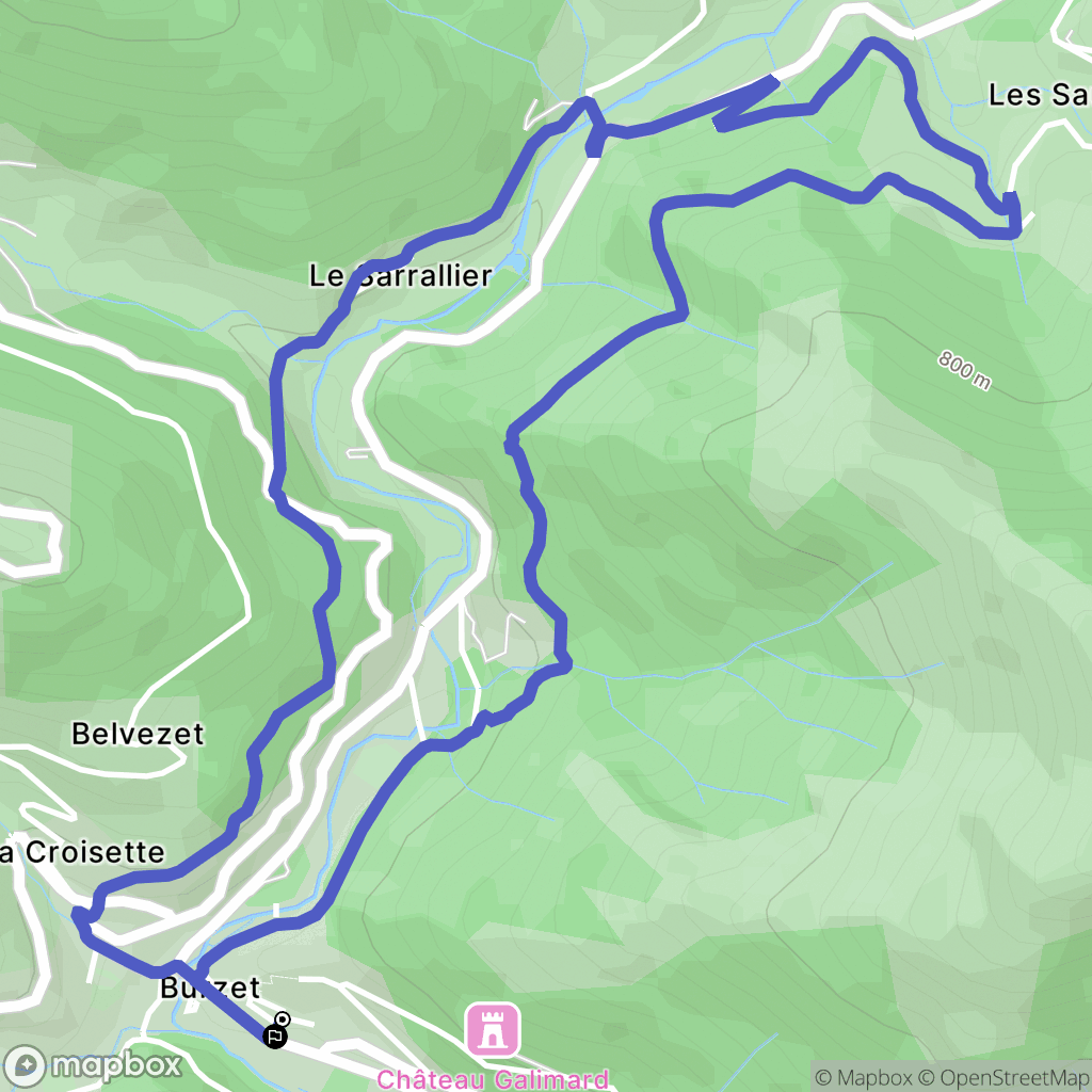 Burzet : carte du parcours de randonnée - France