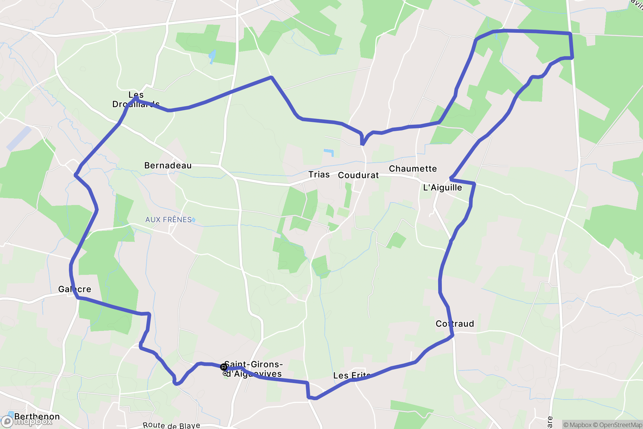 Saint-Girons-d'Aiguevives : carte du parcours de randonnée - France