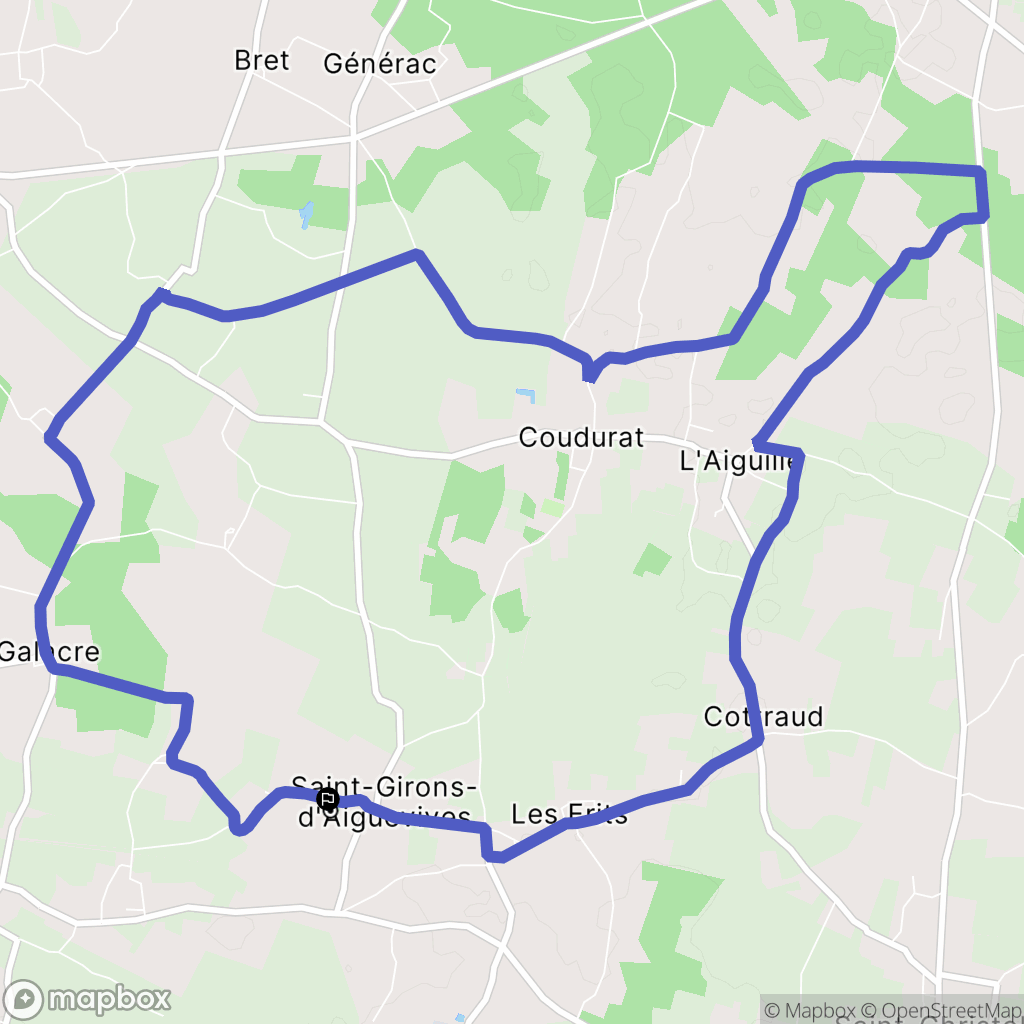 Saint-Girons-d'Aiguevives : carte du parcours de randonnée - France