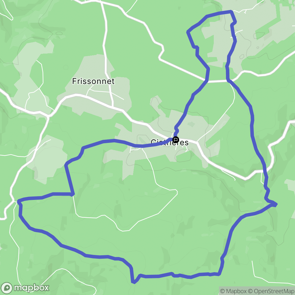 Cistrières : carte du parcours de randonnée - France