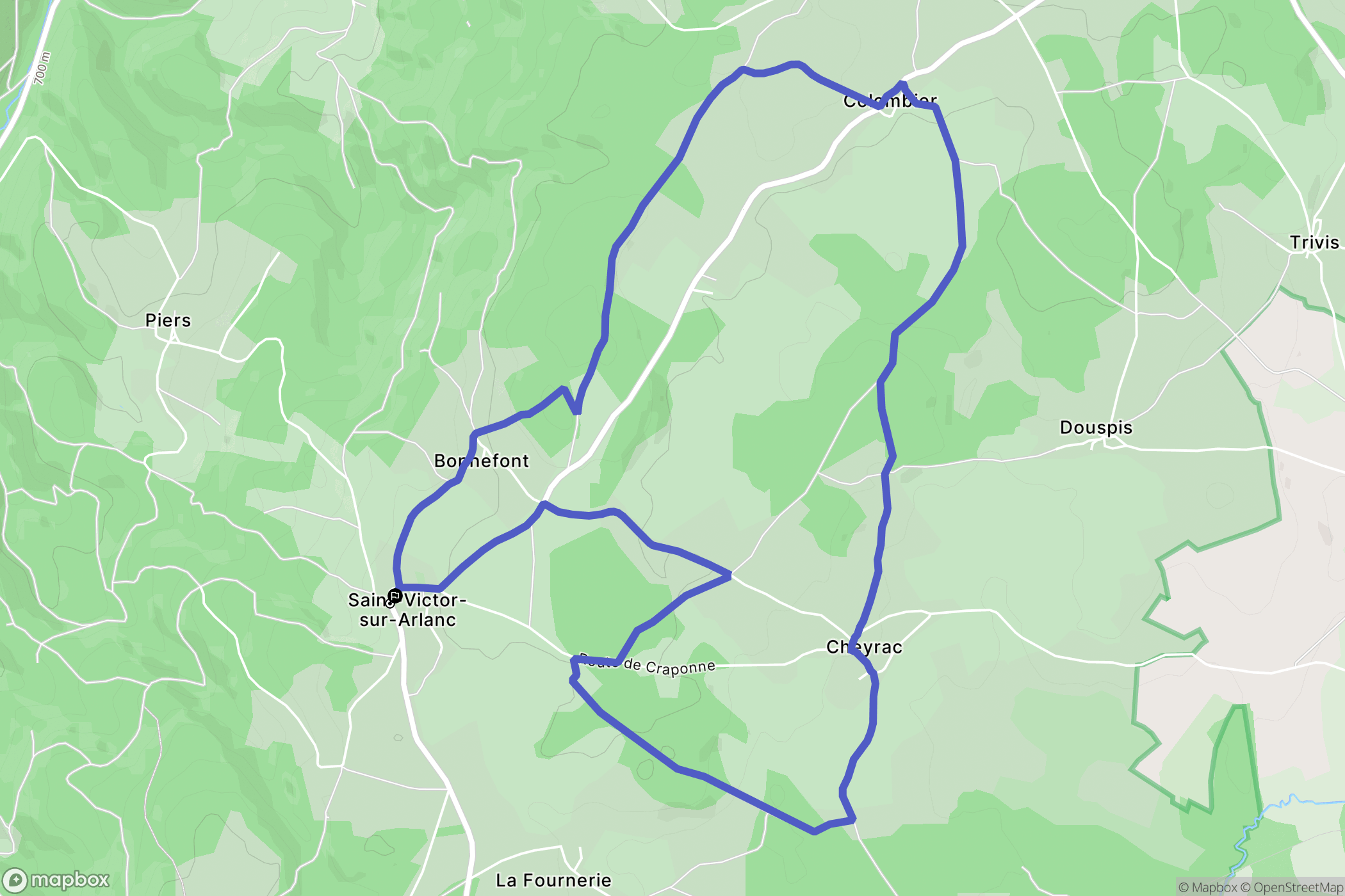 Saint-Victor-sur-Arlanc : carte du parcours de randonnée - France
