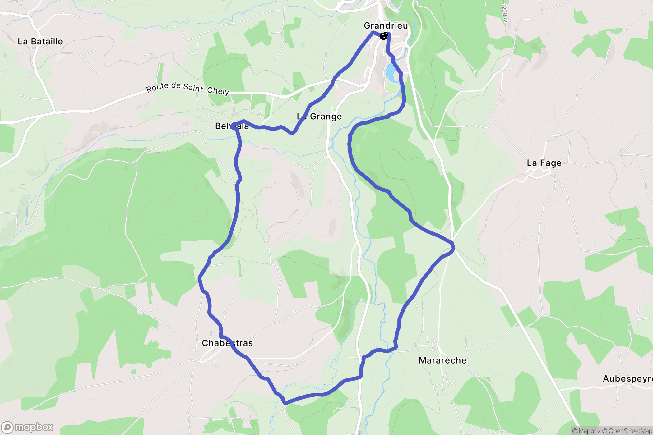 Grandrieu : carte du parcours de randonnée - France