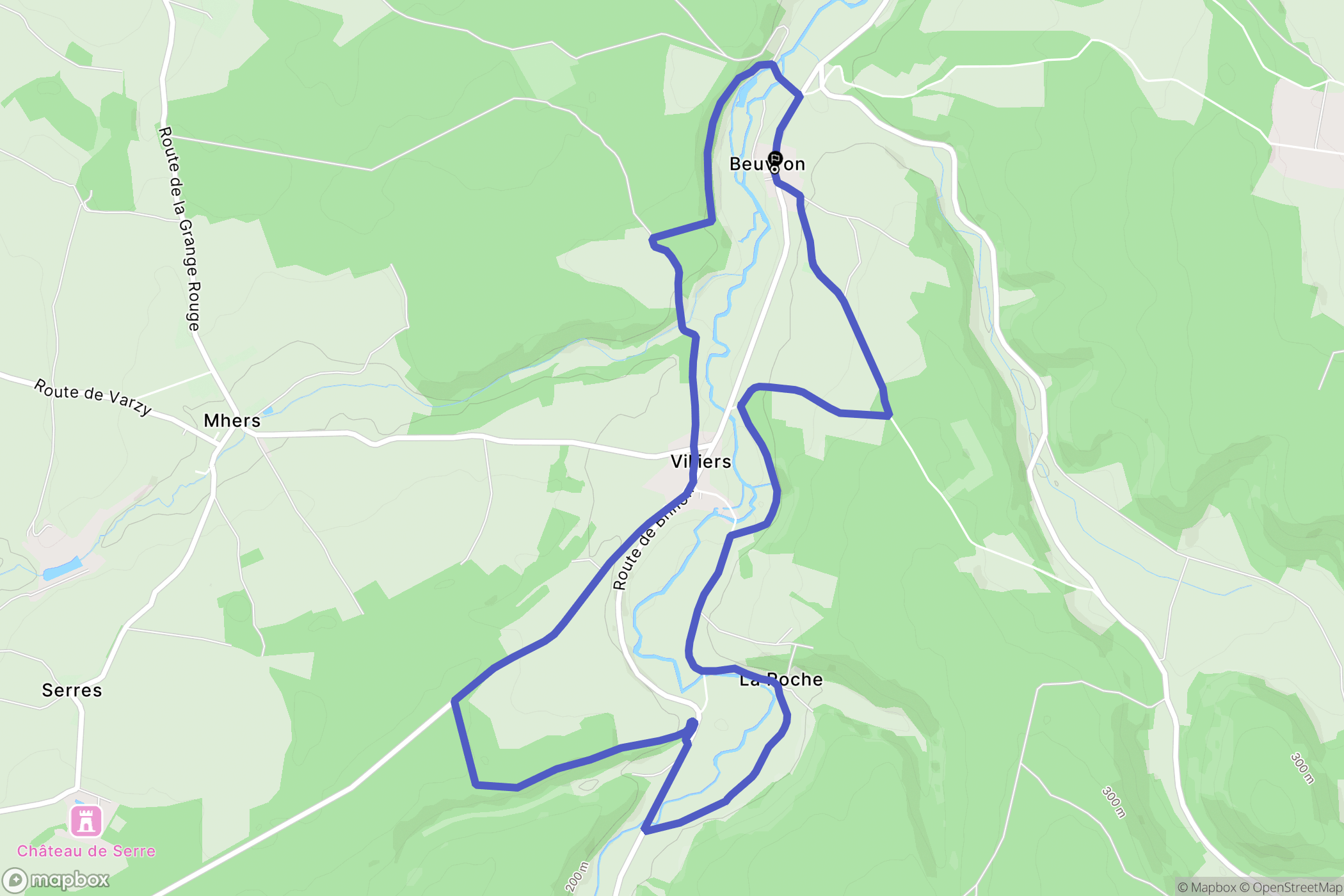 Beuvron : carte du parcours de randonnée - France