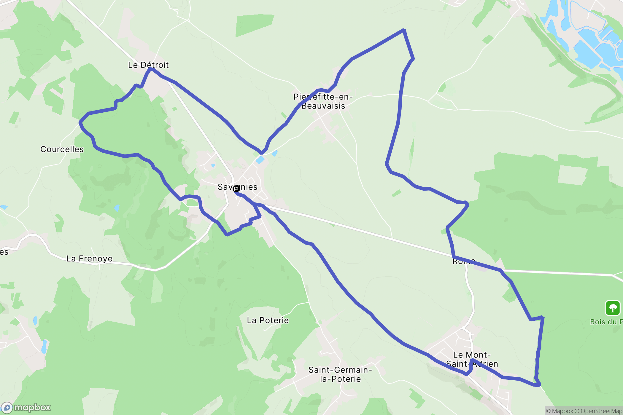Savignies : carte du parcours de randonnée - France