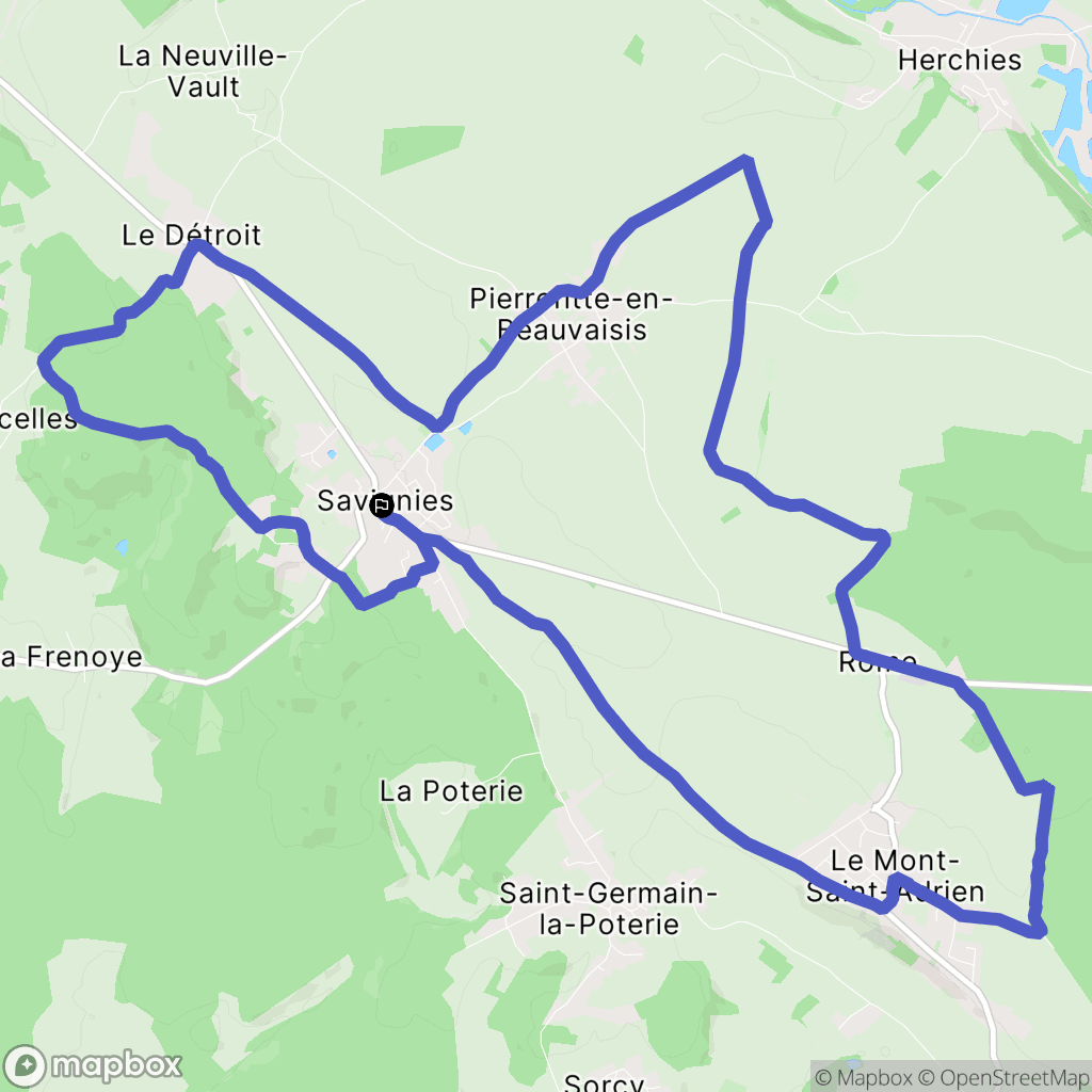 Savignies : carte du parcours de randonnée - France