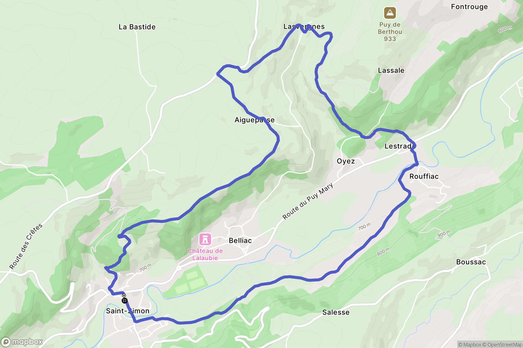 Saint-Simon : carte du parcours de randonnée - France