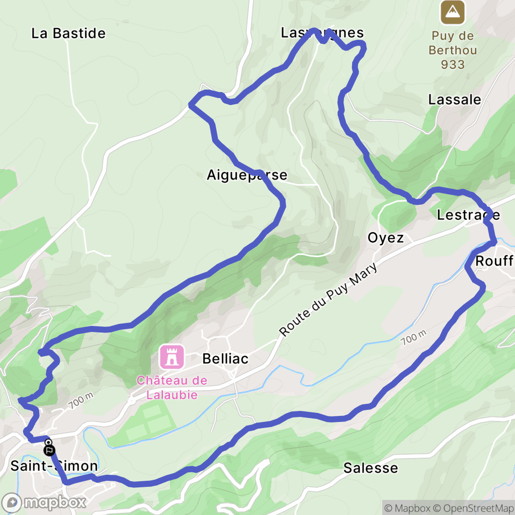 Saint-Simon : carte du parcours de randonnée - France