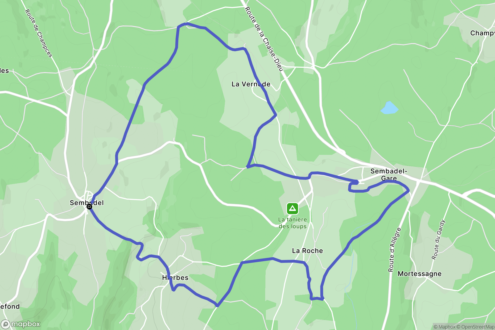 Sembadel : carte du parcours de randonnée - France