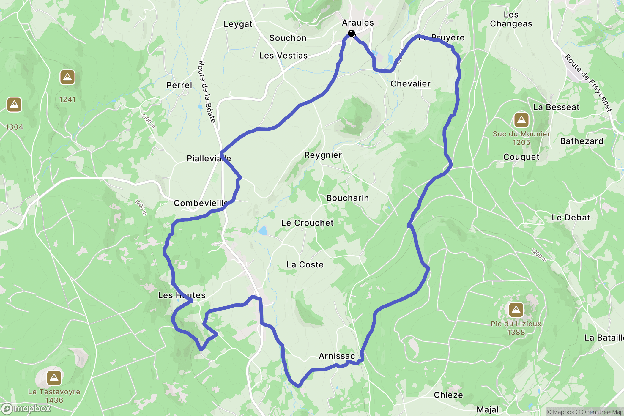 Araules : carte du parcours de randonnée - France