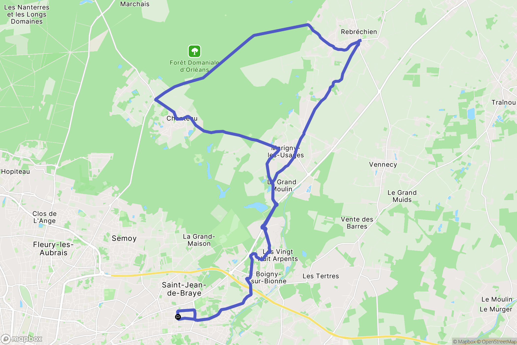 Saint-Jean-de-Braye : carte du parcours de randonnée - France