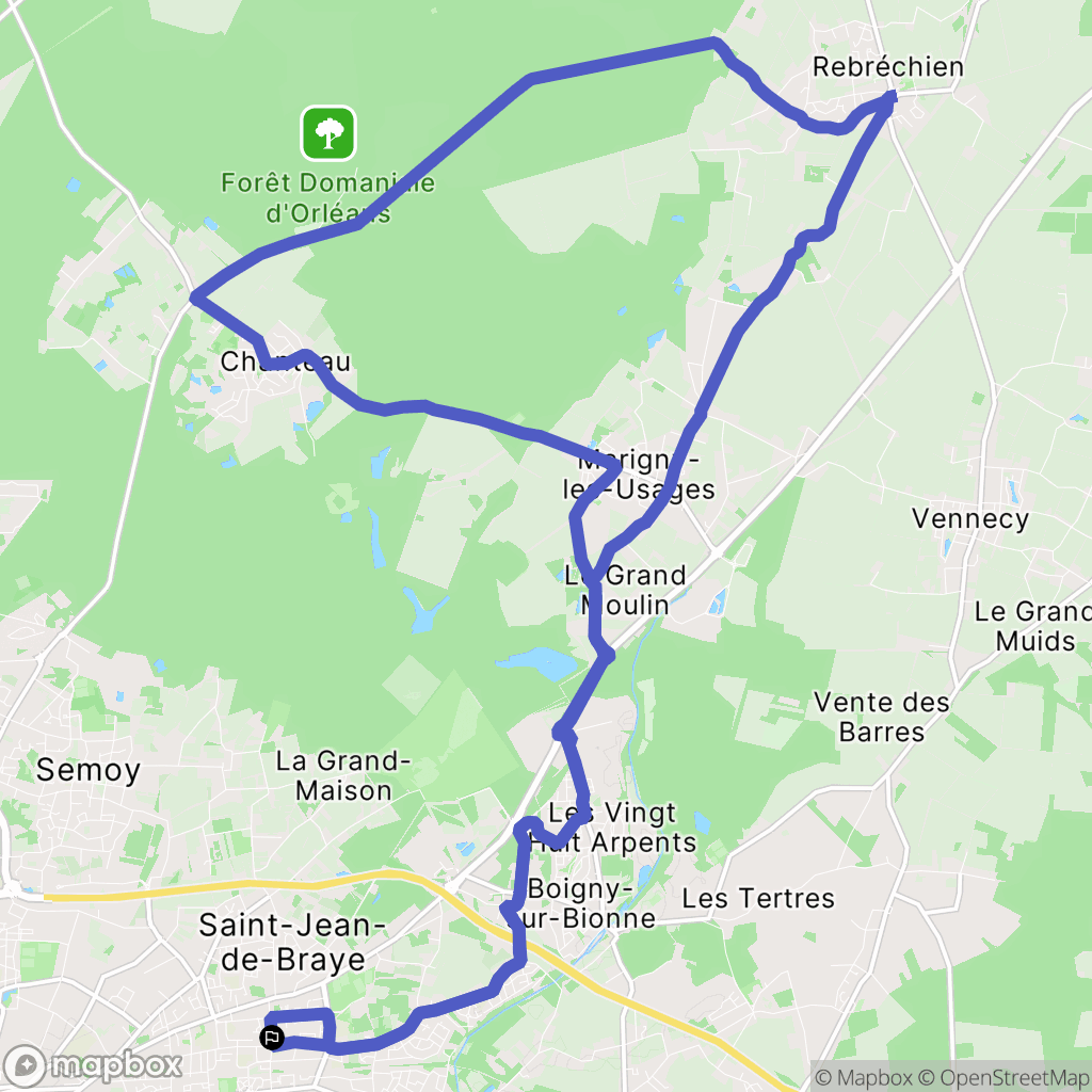 Saint-Jean-de-Braye : carte du parcours de randonnée - France