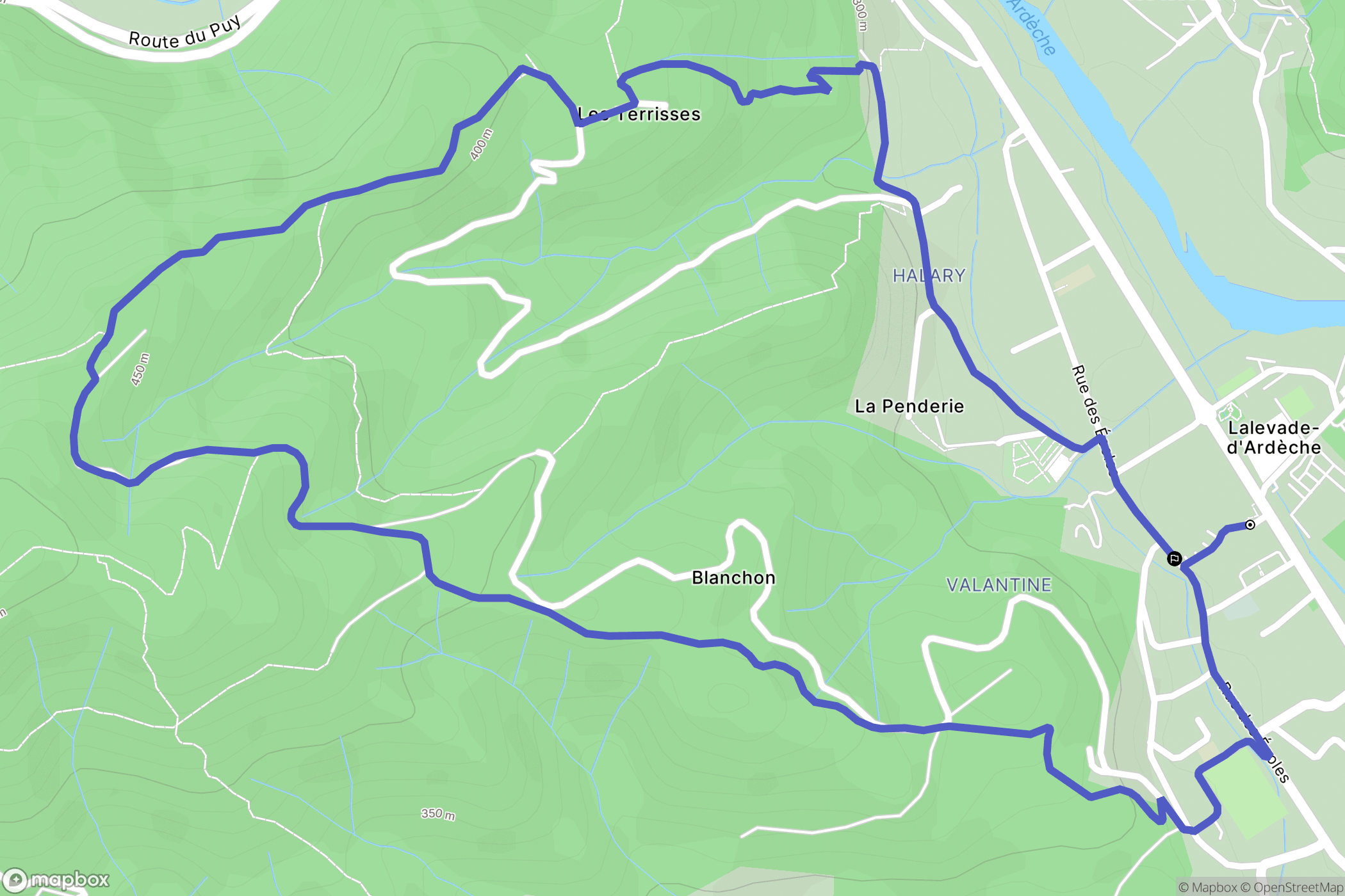 Lalevade-d'Ardèche : carte du parcours de randonnée - France