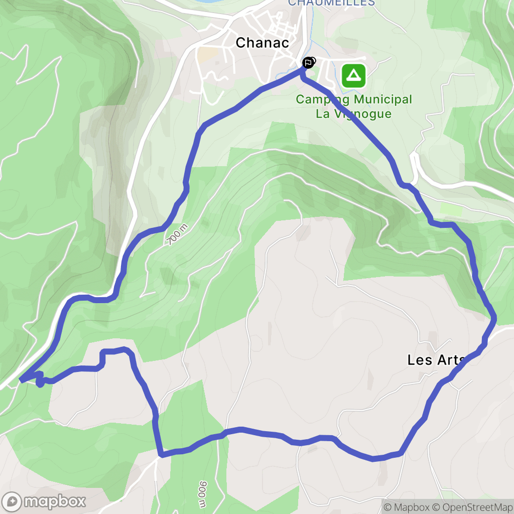 Chanac : carte du parcours de randonnée - France