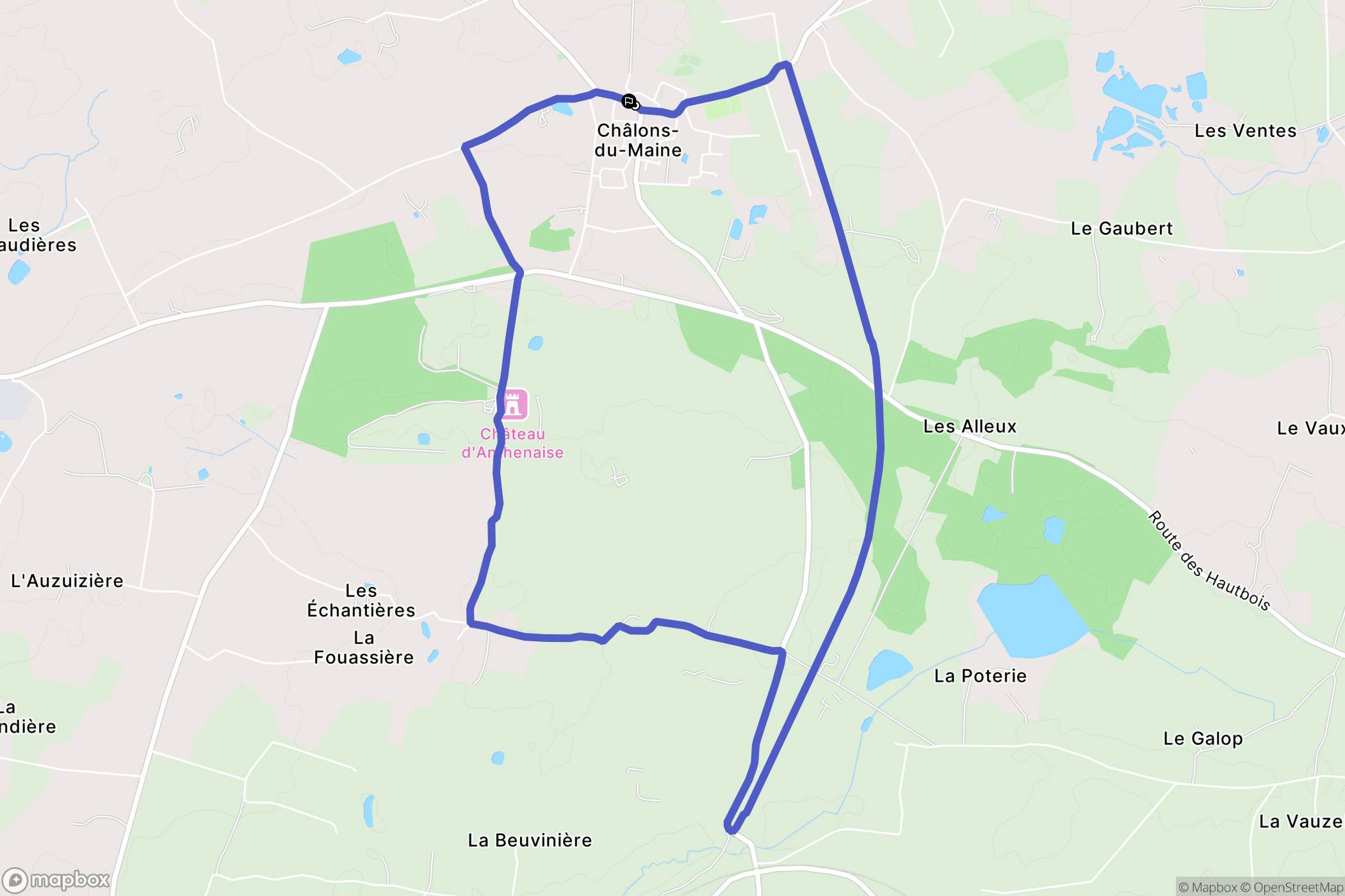Châlons-du-Maine : carte du parcours de randonnée - France
