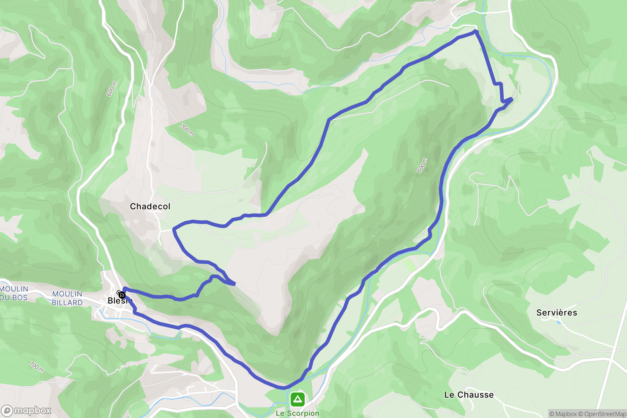Blesle : carte du parcours de randonnée - France