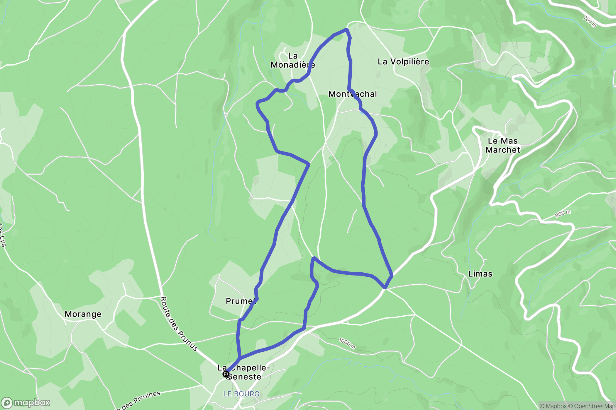 La Chapelle-Geneste : carte du parcours de randonnée - France