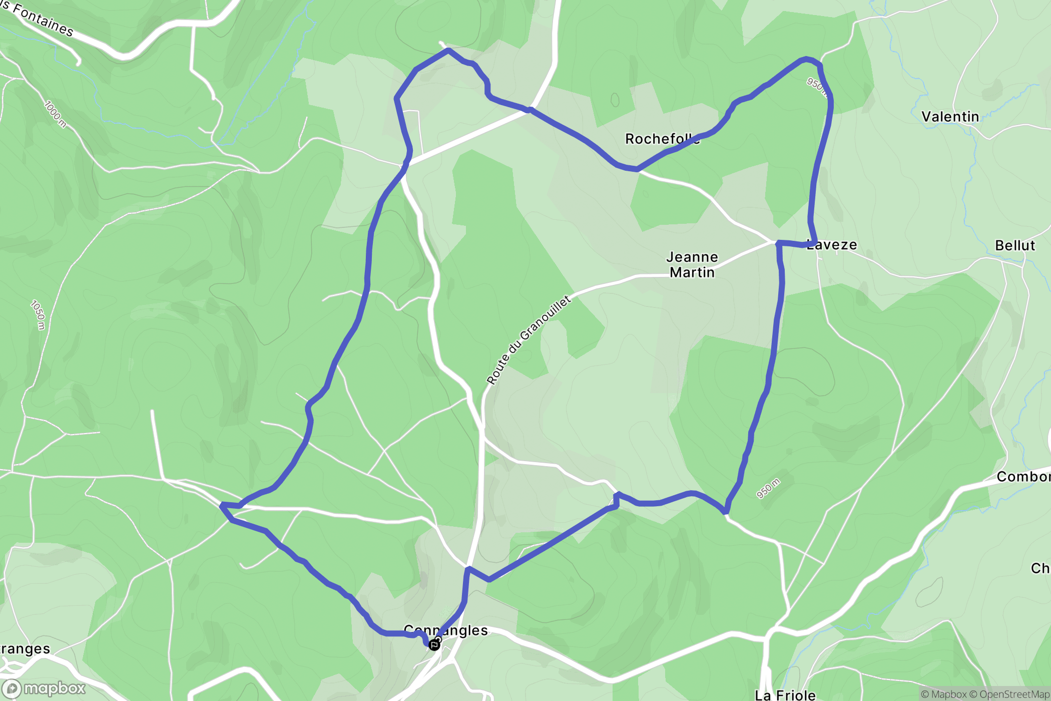 Connangles : carte du parcours de randonnée - France