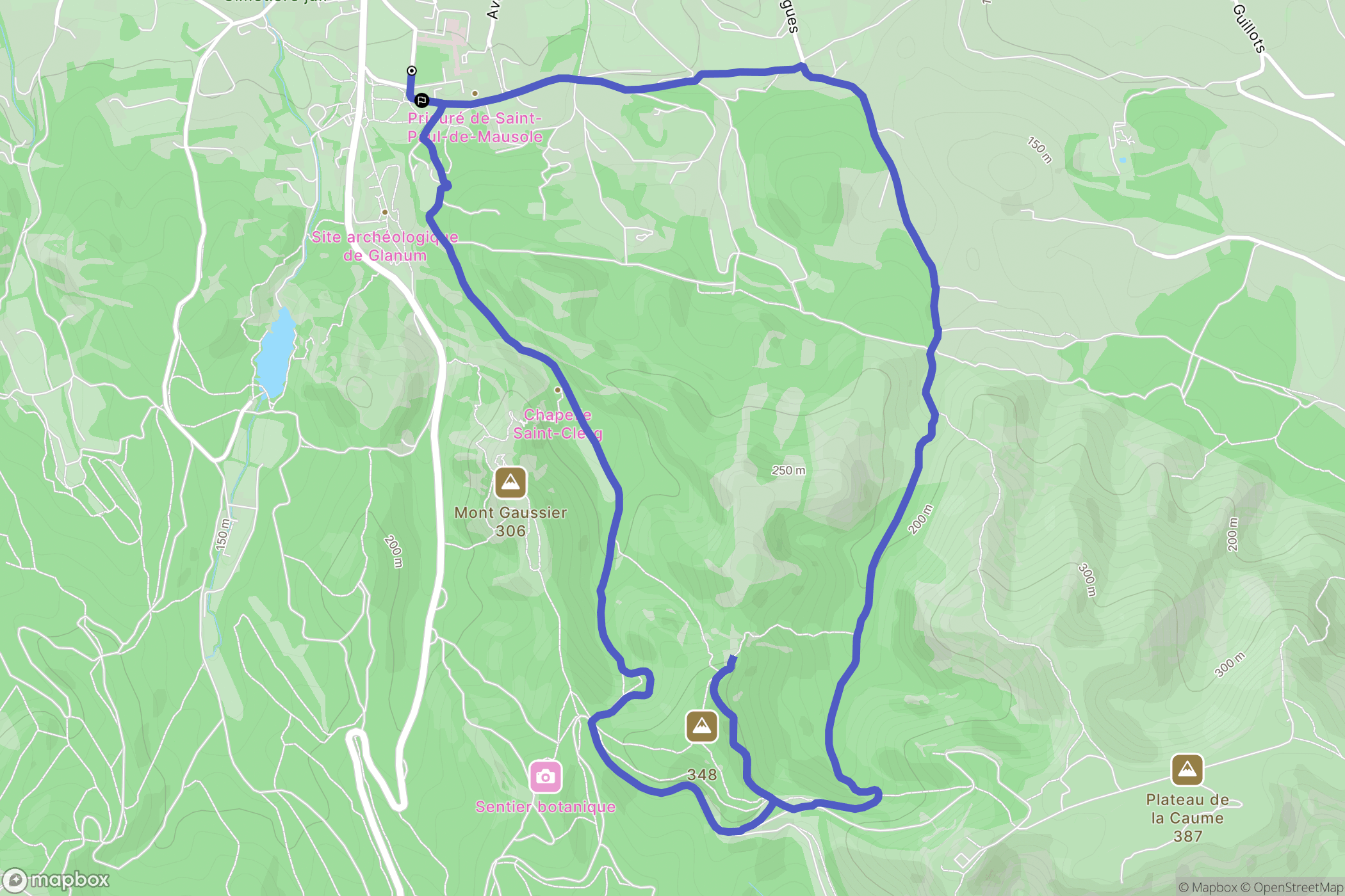 Saint-Rémy-de-Provence : carte du parcours de randonnée - France