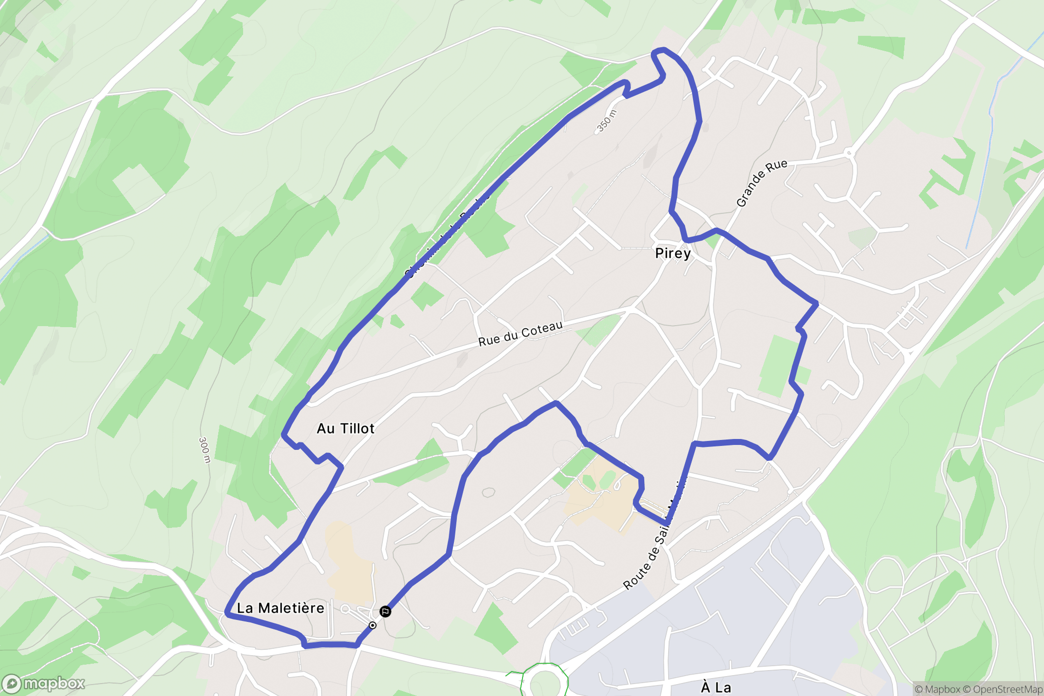 Pirey : carte du parcours de randonnée - France