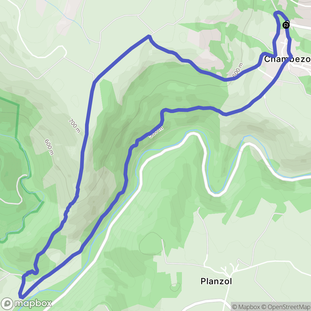 Chambezon : carte du parcours de randonnée - France