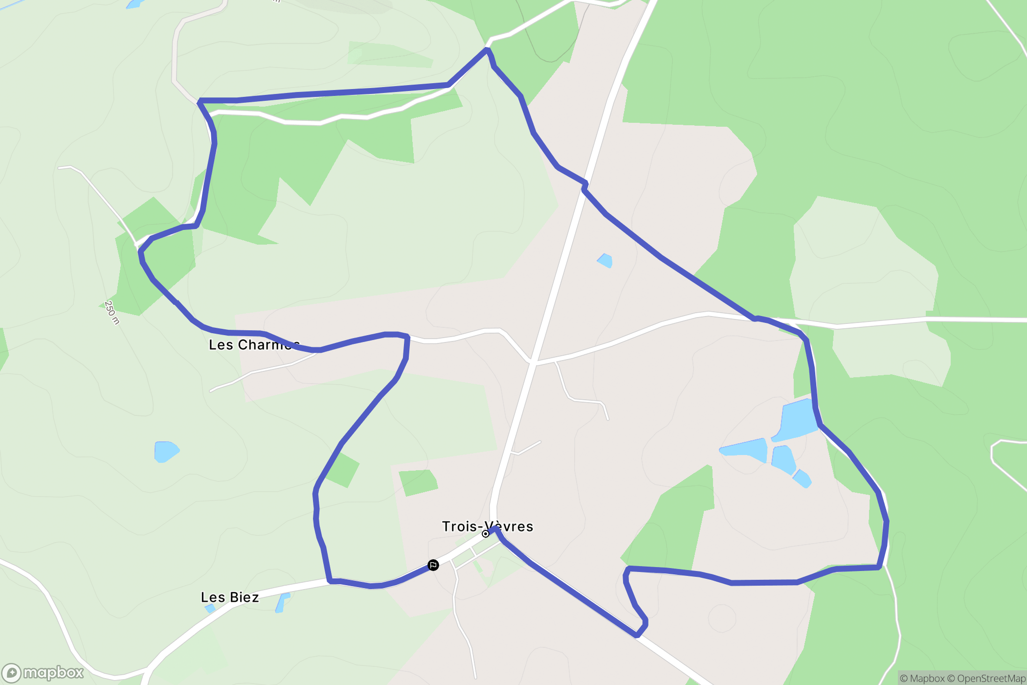 Trois-Vèvres : carte du parcours de randonnée - France