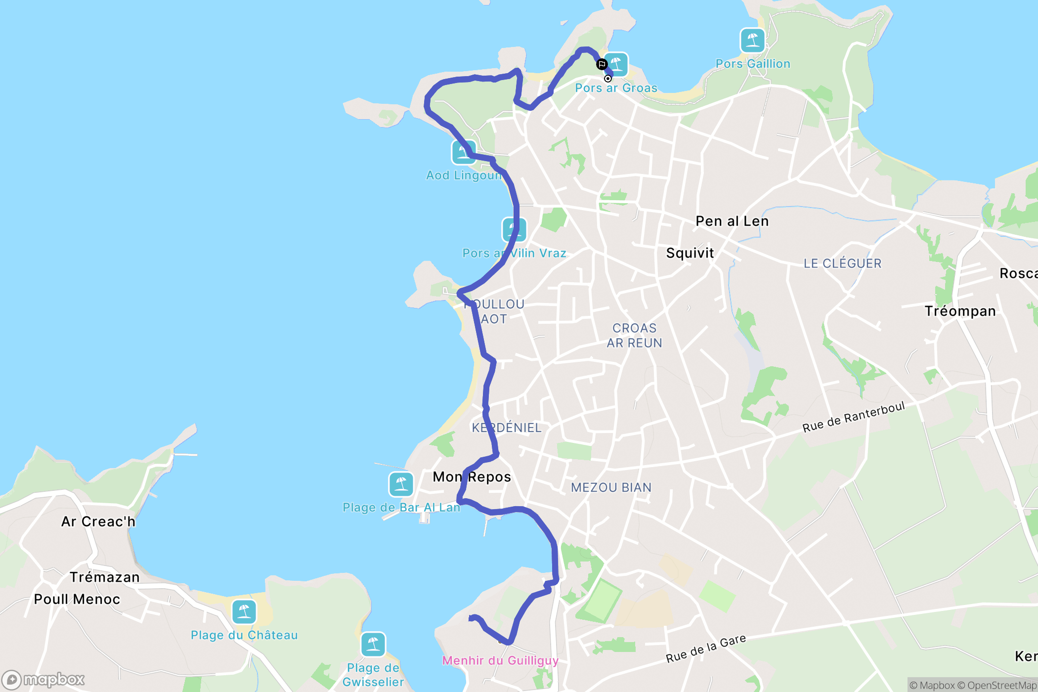 Ploudalmézeau : carte du parcours de randonnée - France