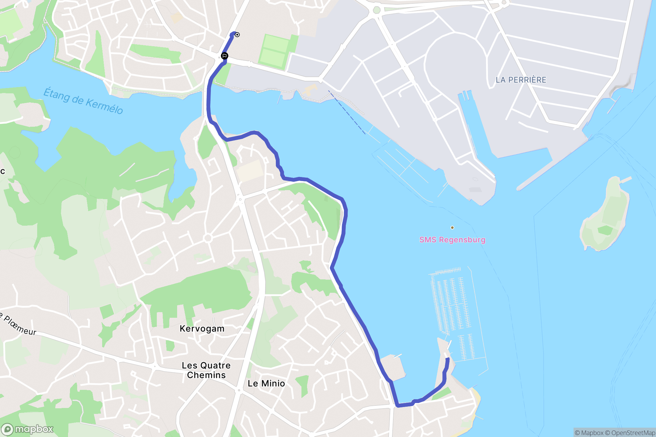 Lorient : carte du parcours de randonnée - France
