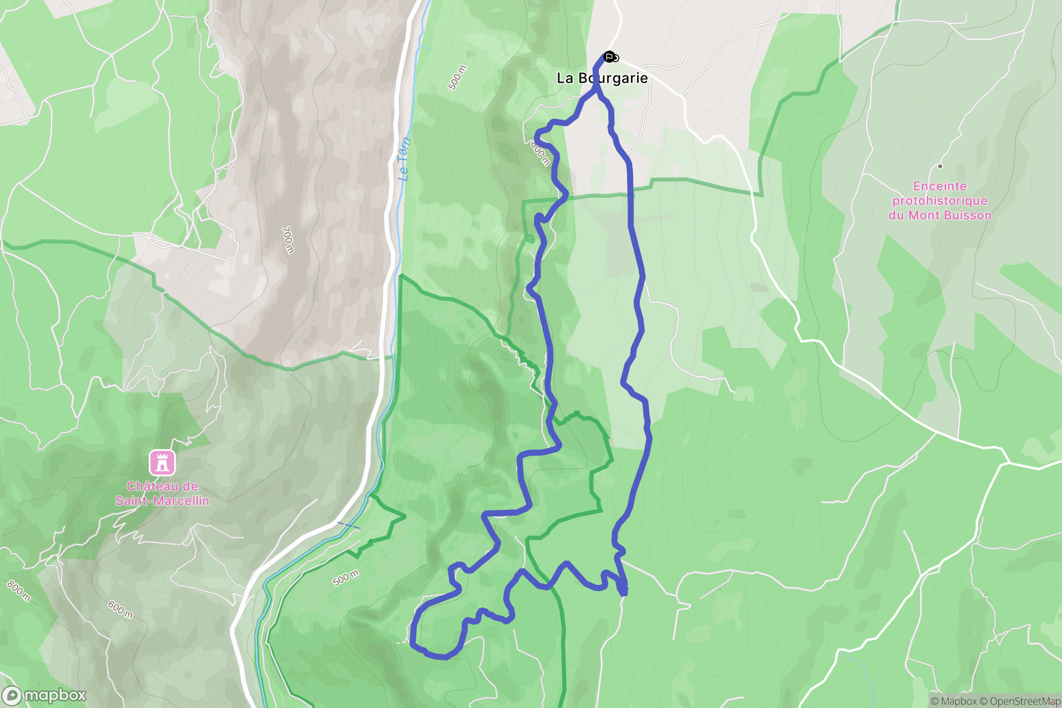 Saint-Pierre-des-Tripiers : carte du parcours de randonnée - France