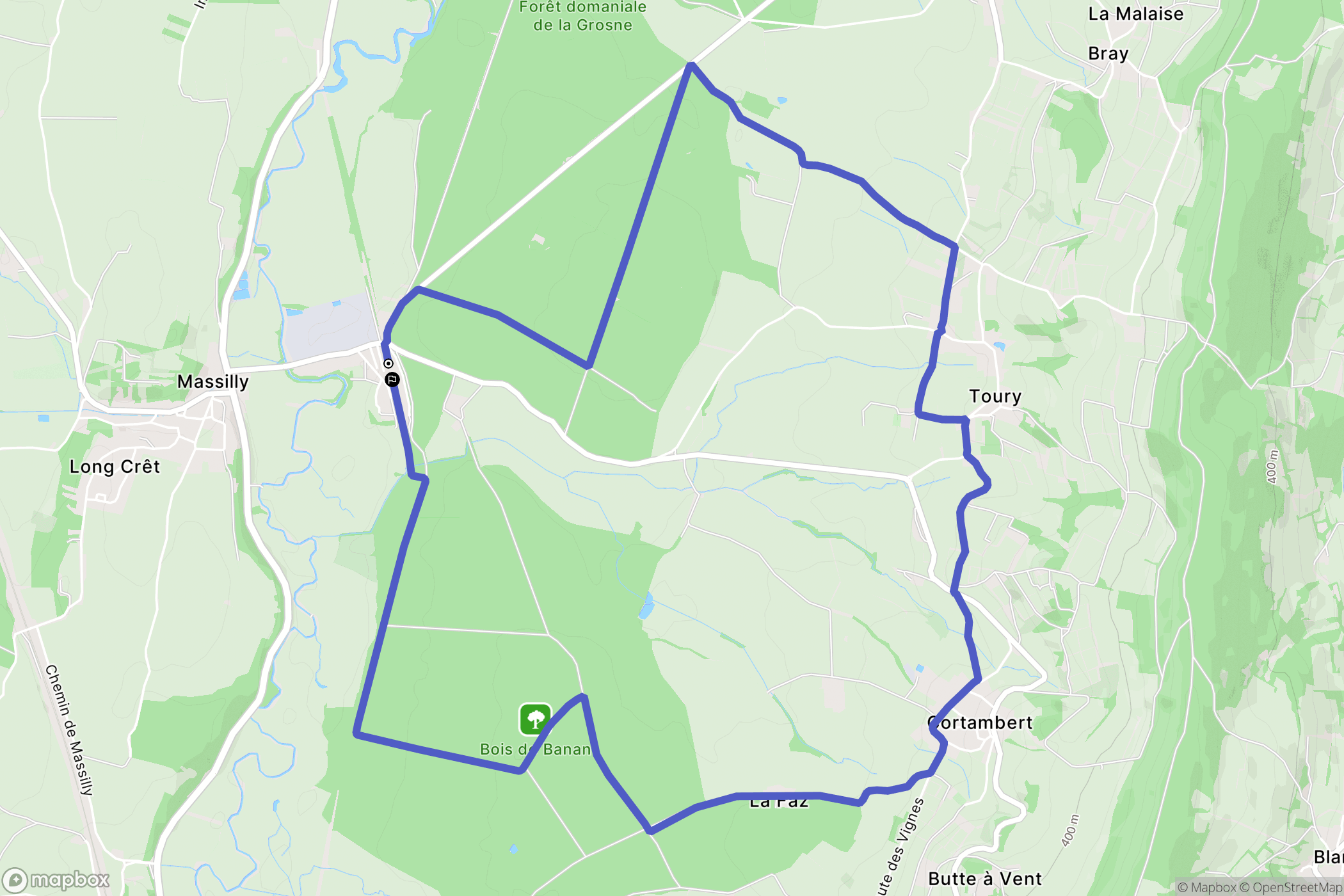 Massilly : carte du parcours de randonnée - France