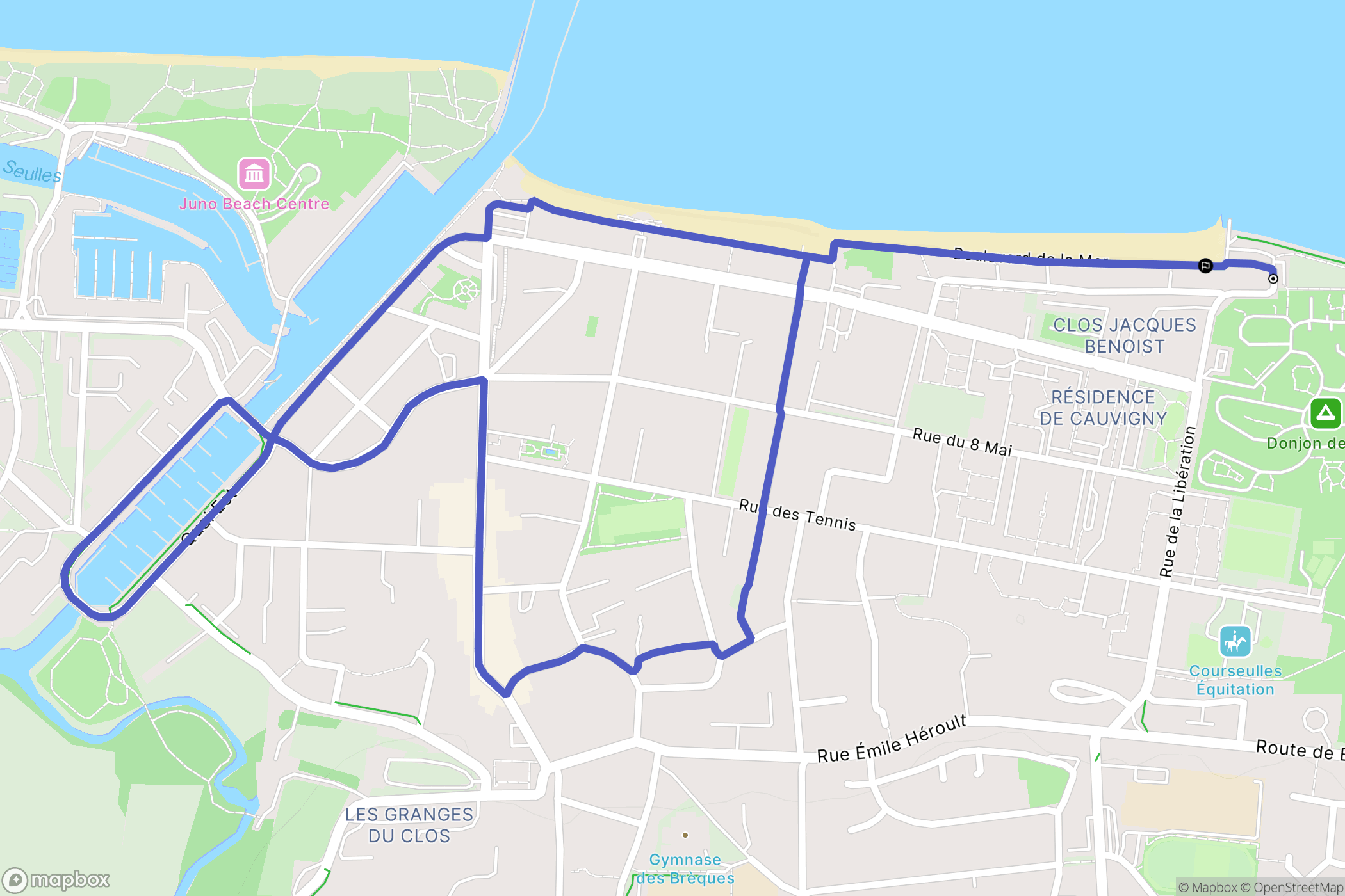 Courseulles-sur-Mer : carte du parcours de randonnée - France