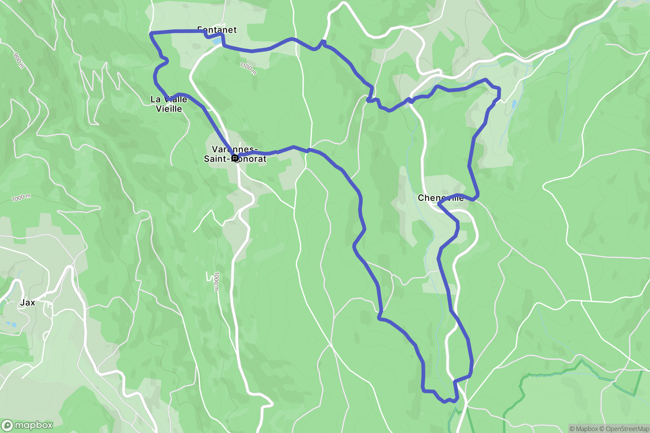 Varennes-Saint-Honorat : carte du parcours de randonnée - France