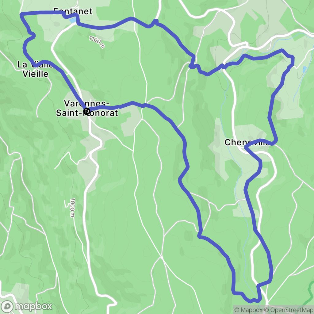 Varennes-Saint-Honorat : carte du parcours de randonnée - France