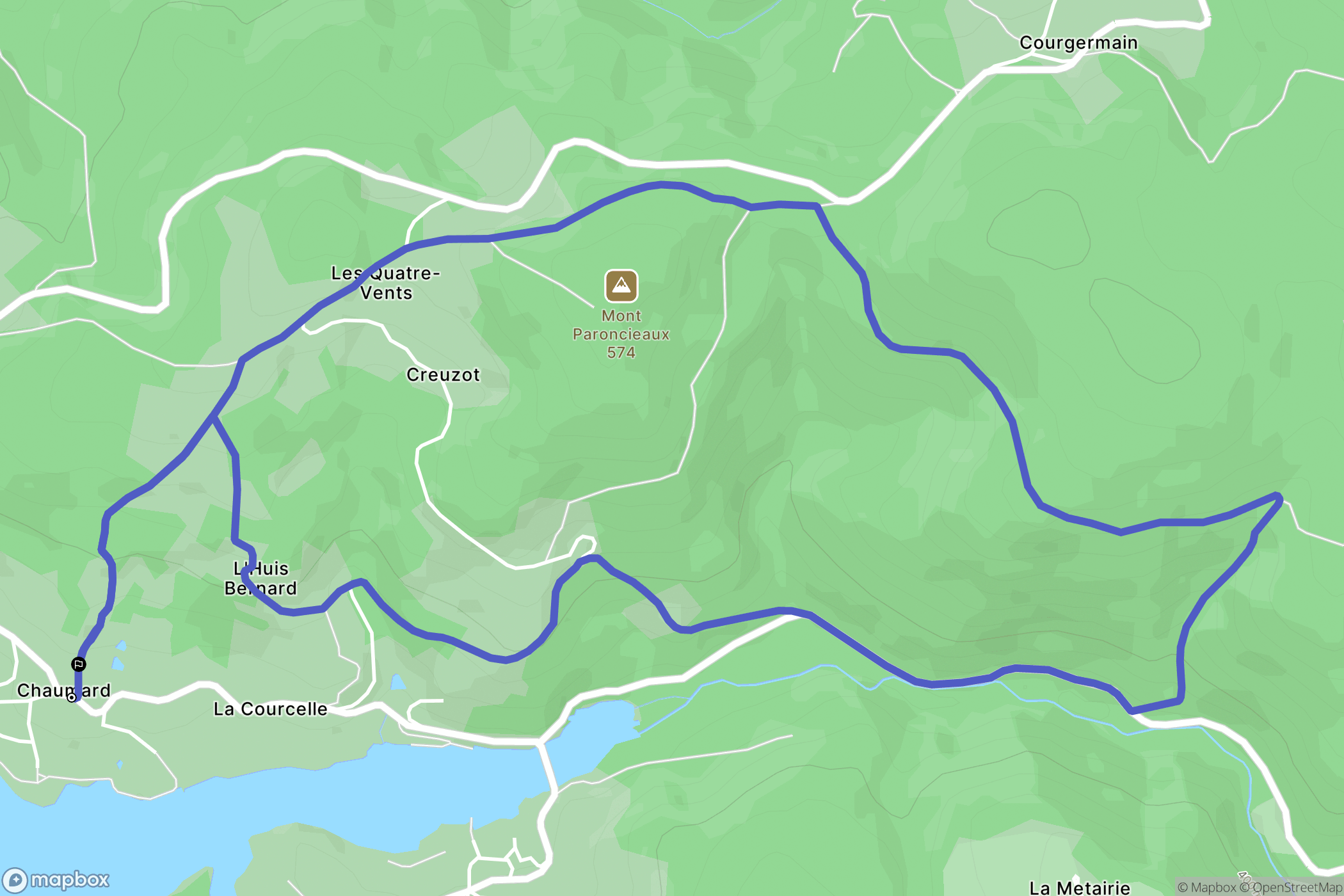 Chaumard : carte du parcours de randonnée - France